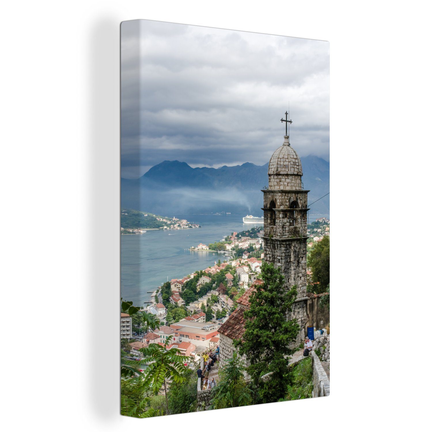 OneMillionCanvasses® Leinwandbild Blick auf die Altstadt von Kotor in Montenegro, (1 St), Leinwandbild fertig bespannt inkl. Zackenaufhänger, Gemälde, 20x30 cm