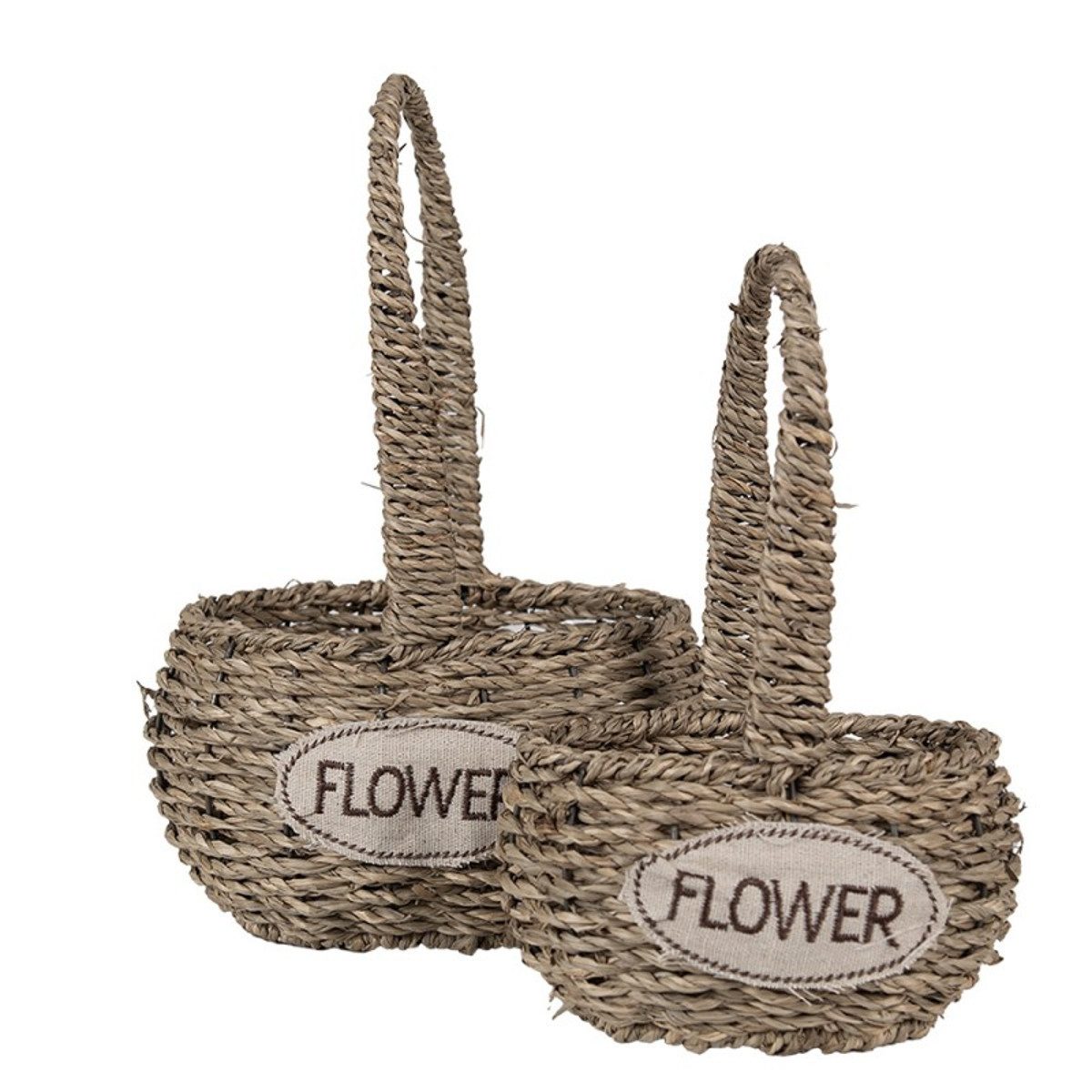 Macosa Home Dekokorb Korbset Flower 2tlg. Seegras Braun oval Pflanzkorb (Landhaus, 2 St., modern Bodenkorb Dekoration Deko Aufbewahrung), Korb Aufbewahrungskorb Naturkorb