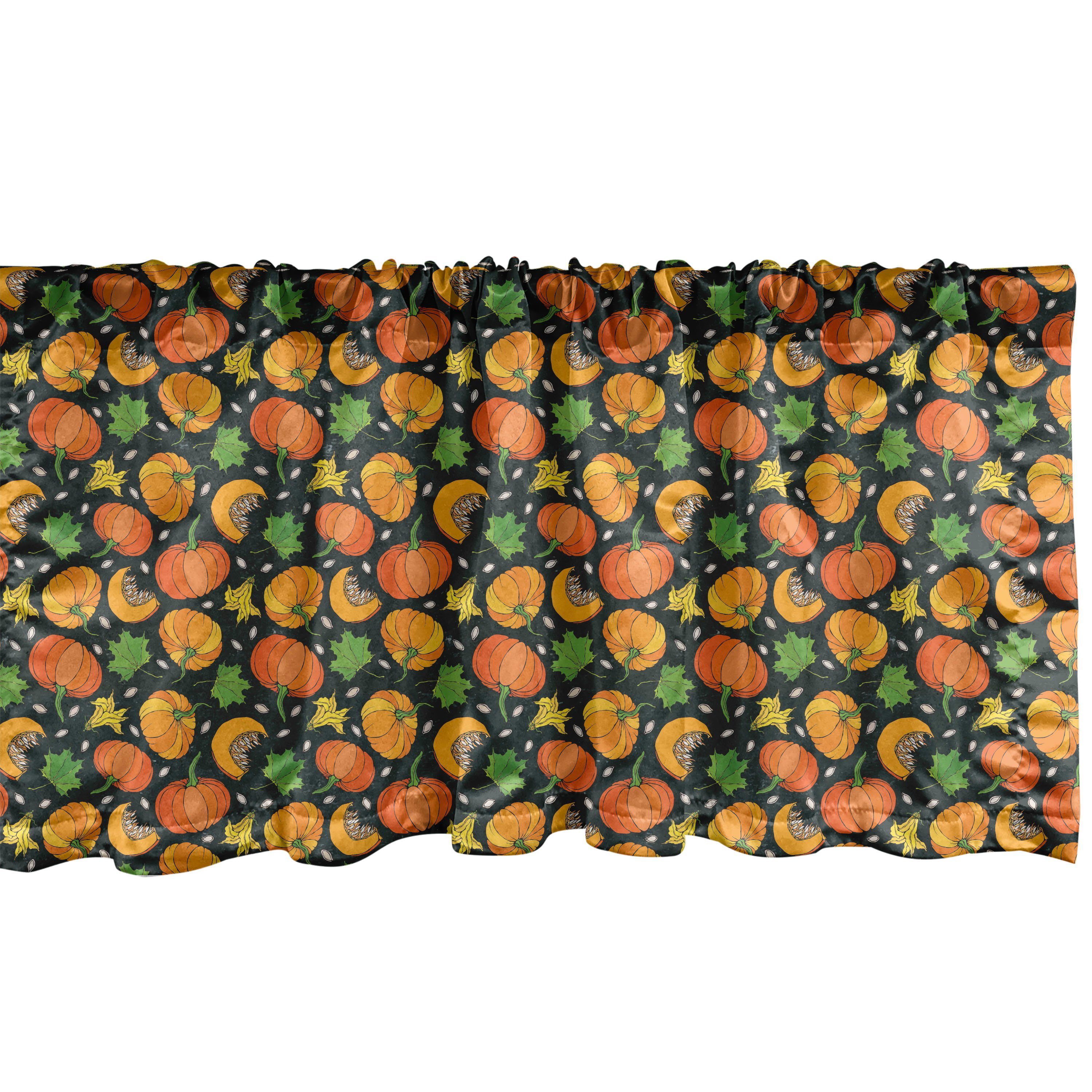 Pumpkins Scheibengardine Microfaser, Schlafzimmer Küche Stangentasche, Abakuhaus, für Gekritzel-Kunst Dekor Jahreszeit mit Volant Herbst Vorhang