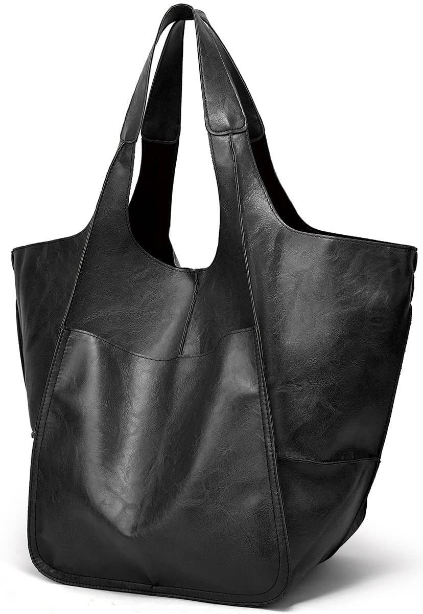 AURIVION Handtasche Große Damen Handtasche aus weichem Vintage-Leder (Set, 1-tlg., Oversize Arbeitstasche 68×38×28 cm für Büro & Reisen), Leichte Umhängetasche mit viel Stauraum für den Alltag