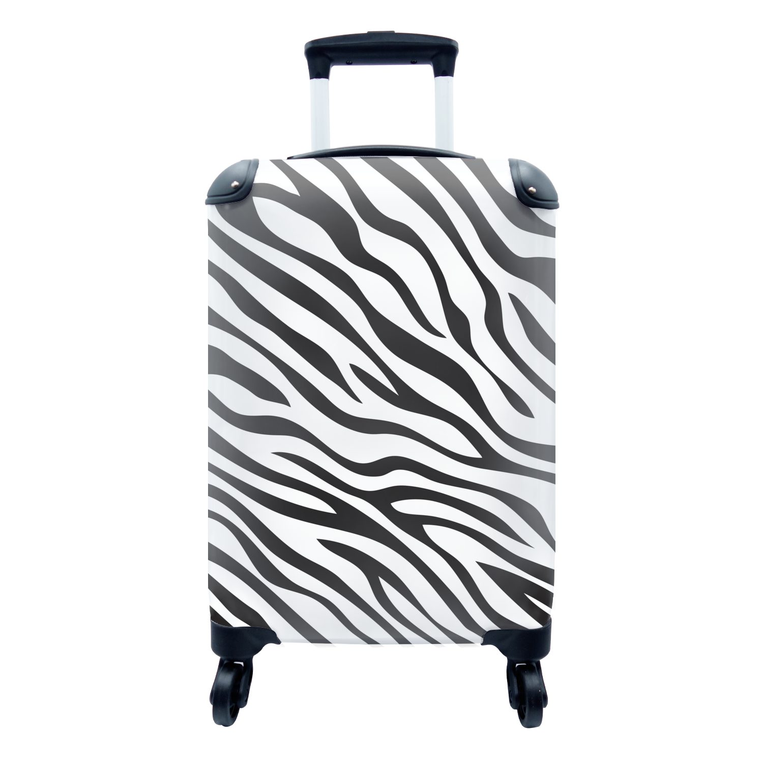 MuchoWow Handgepäckkoffer Muster - Zebra - Schwarz - Weiß, 4 Rollen, Reisetasche mit rollen, Handgepäck für Ferien, Trolley, Reisekoffer