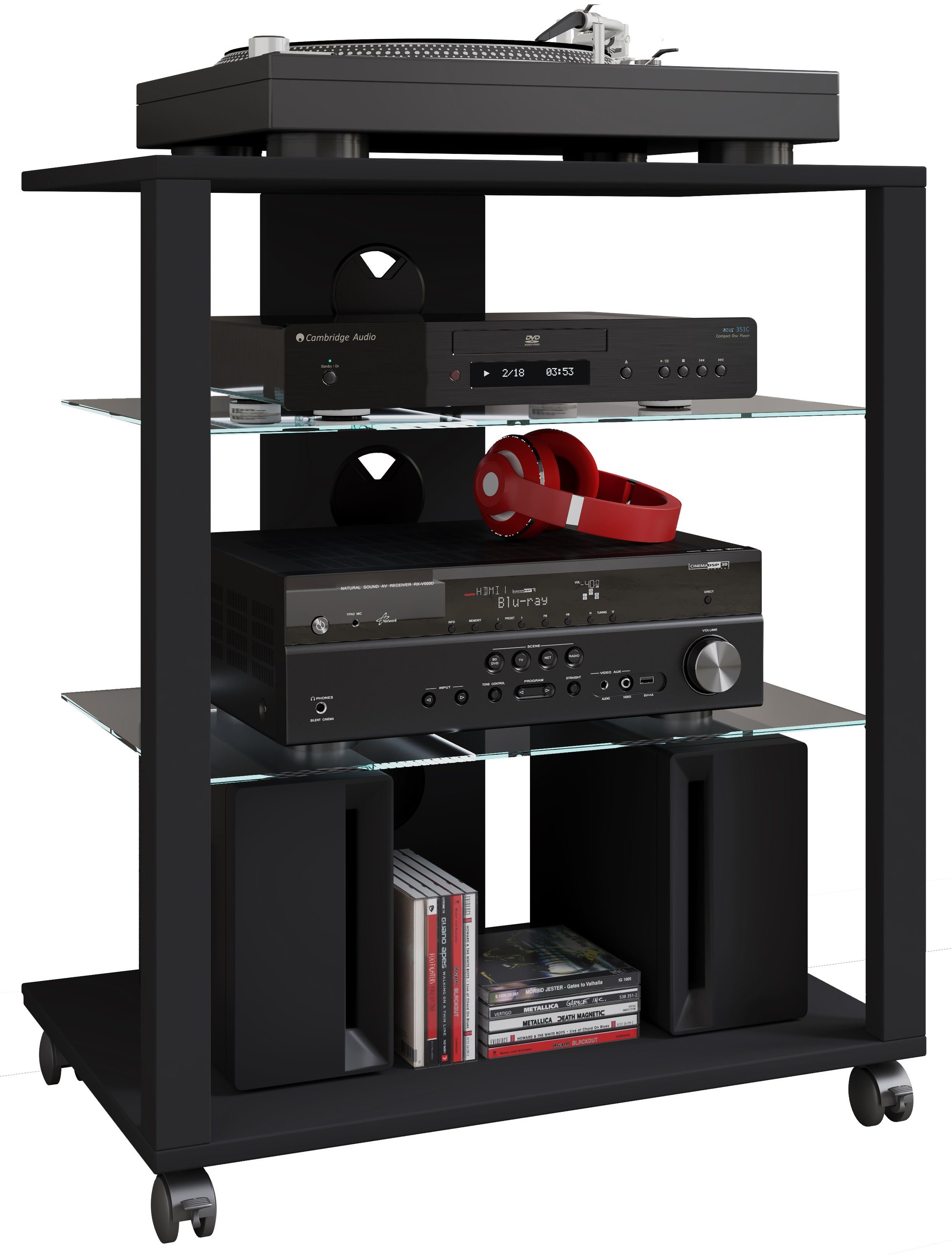 VCM Audio-Board Folas Ro. B. 60 x T. 41 x H. 70 cm, Für Hifi-Anlage, Receiver und TV-Technik, für Wohnzimmer und Mediaraum