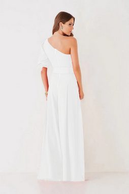 RUZU UG Bodykleid Damen-Jumpsuit mit One-Shoulder-Ärmeln und schmaler Passform