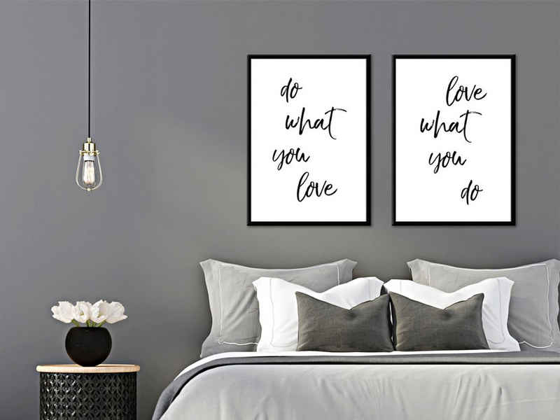 artissimo Mehrteilige Bilder Bilder-Set gerahmt je 51x71cm Spruch-Bilder mit Rahmen Poster Spruch, Bilder mit Sprüchen: do what you love / love what you do