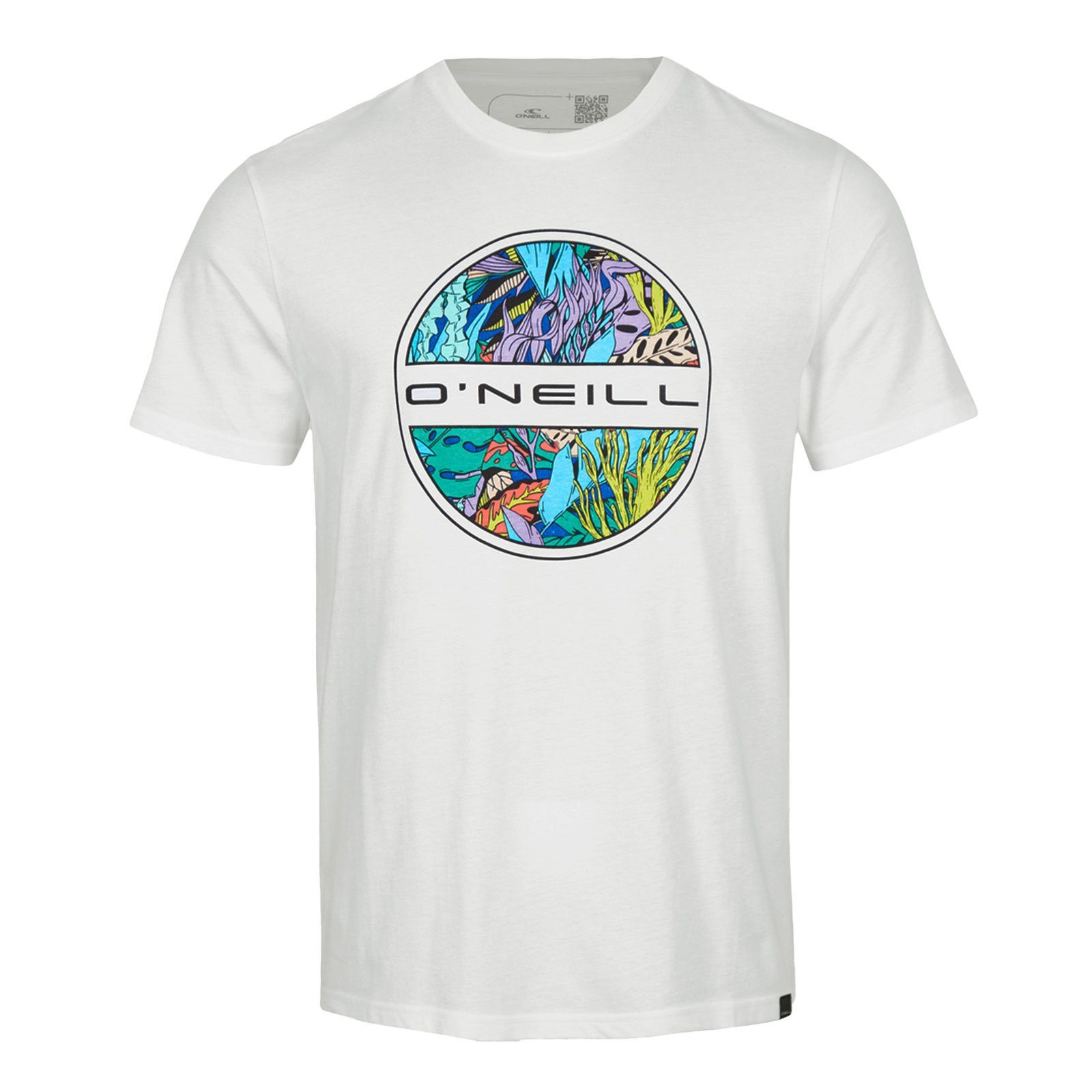 O'Neill T-Shirt Seareef mit kreisförmigem Meeresflora-Print und Logo 11010 snow white