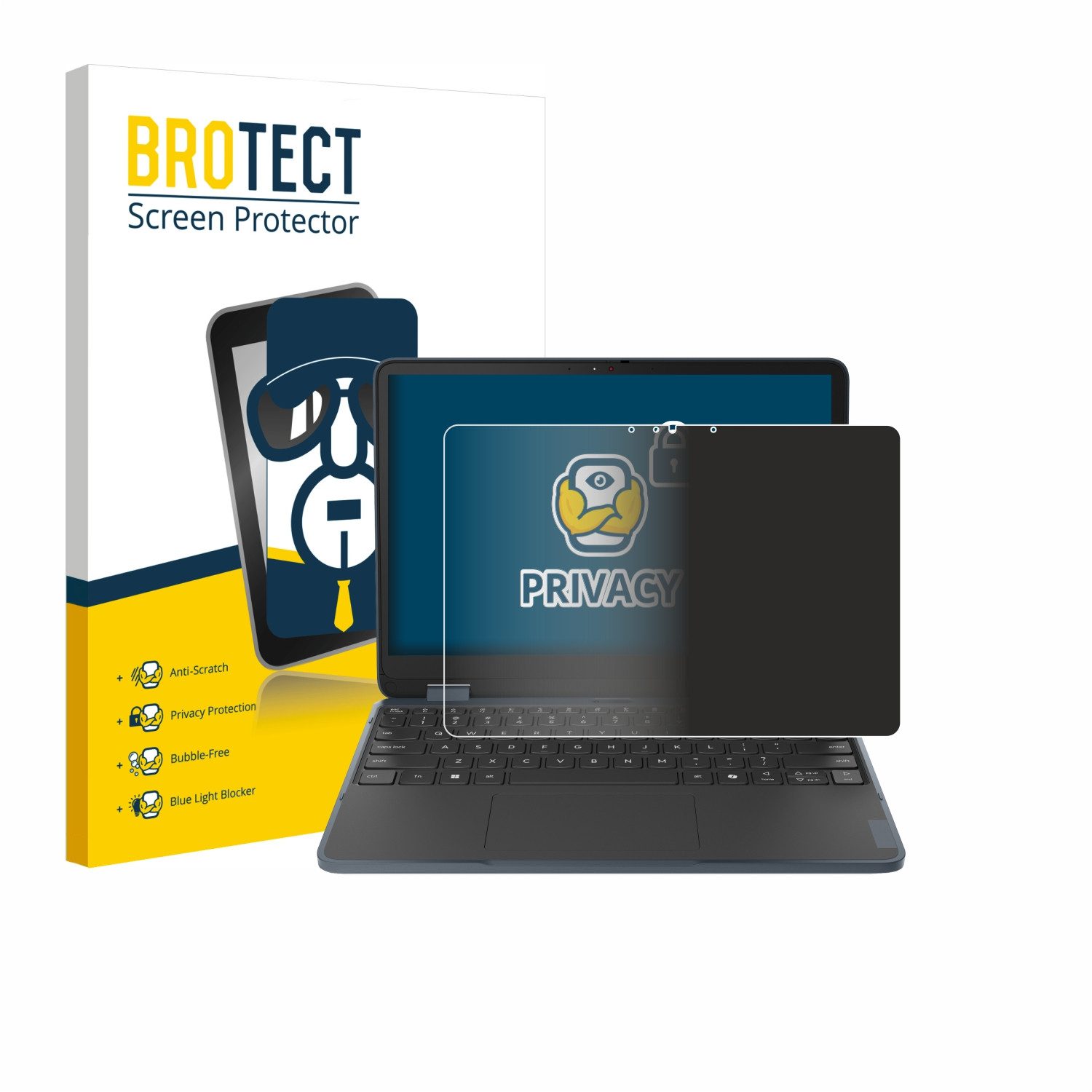 BROTECT Displayschutzfolie Sichtschutzfolie für Lenovo 500w 2-in-1 Gen 5, Anti-Spy Privacy Sichtschutz Blickschutzfolie Blaulicht-Schutz