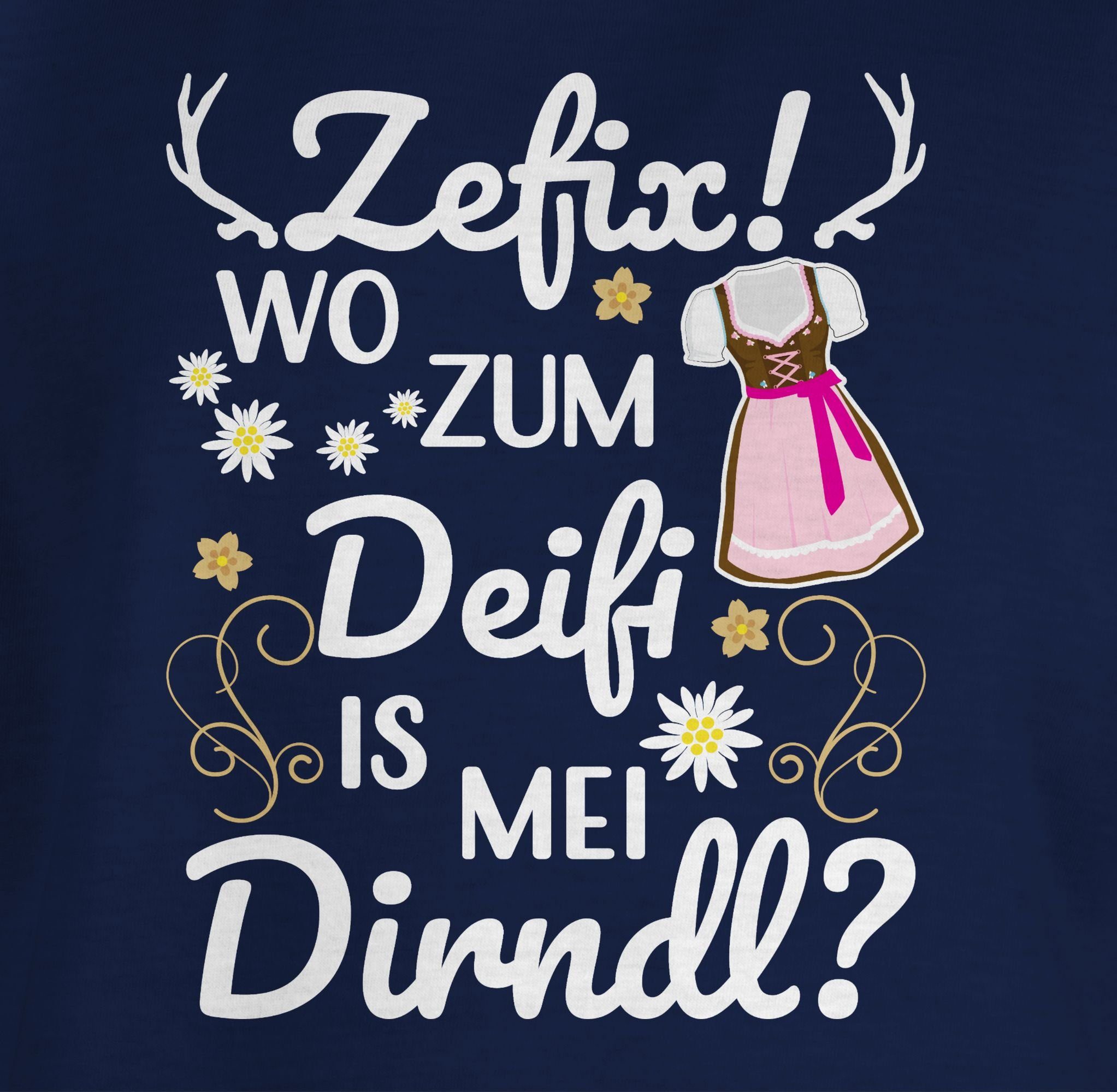 Wo is zum Deifi Dunkelblau mei 2 Mode Shirtracer Kinder für Dirndl Outfit Oktoberfest T-Shirt