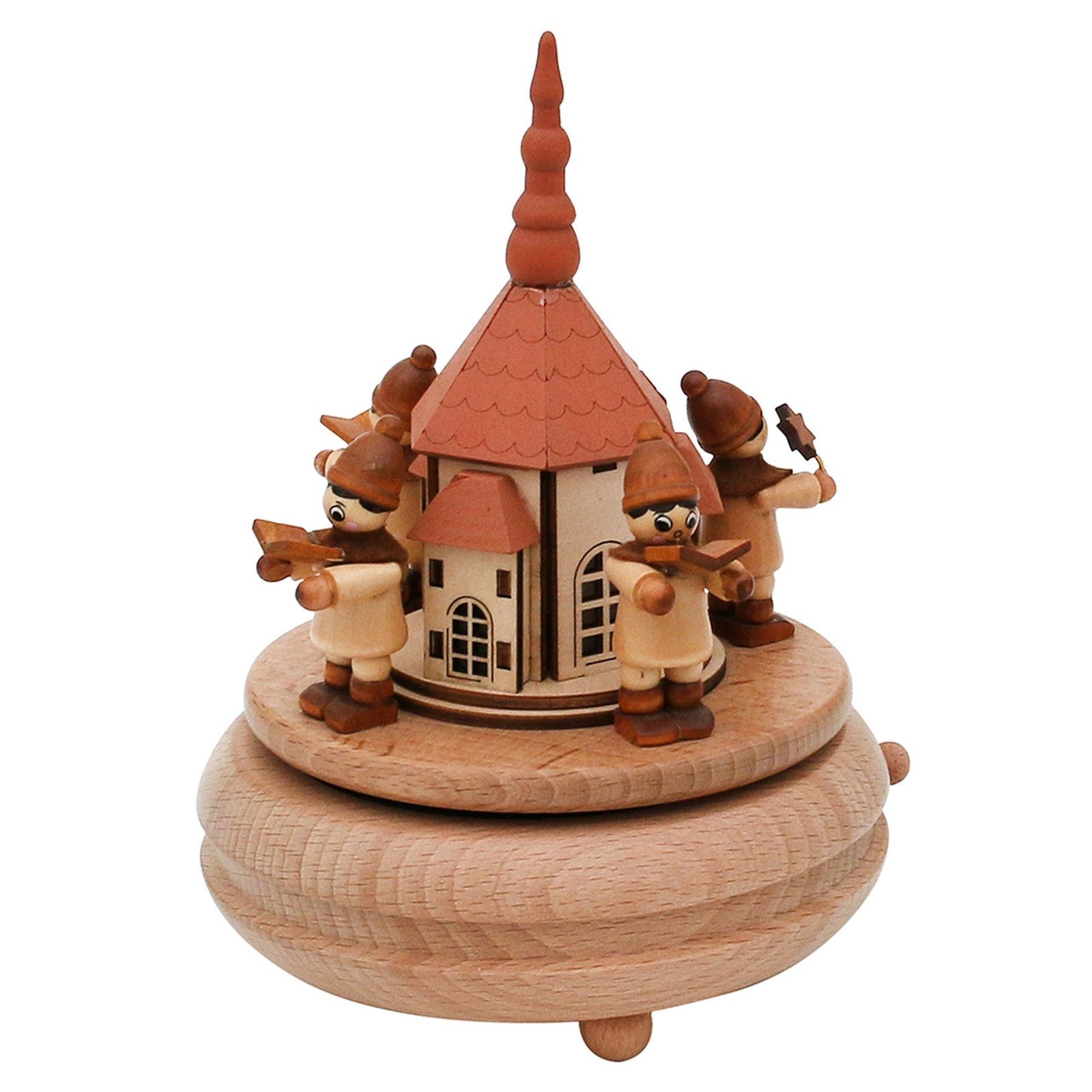 SIGRO Weihnachtsfigur Holz Spieldose Seiffener Kirche (Stück, 1 St., 1 Spieldose mit Spielwerk), mit Spielwerk Oh du Fröhliche
