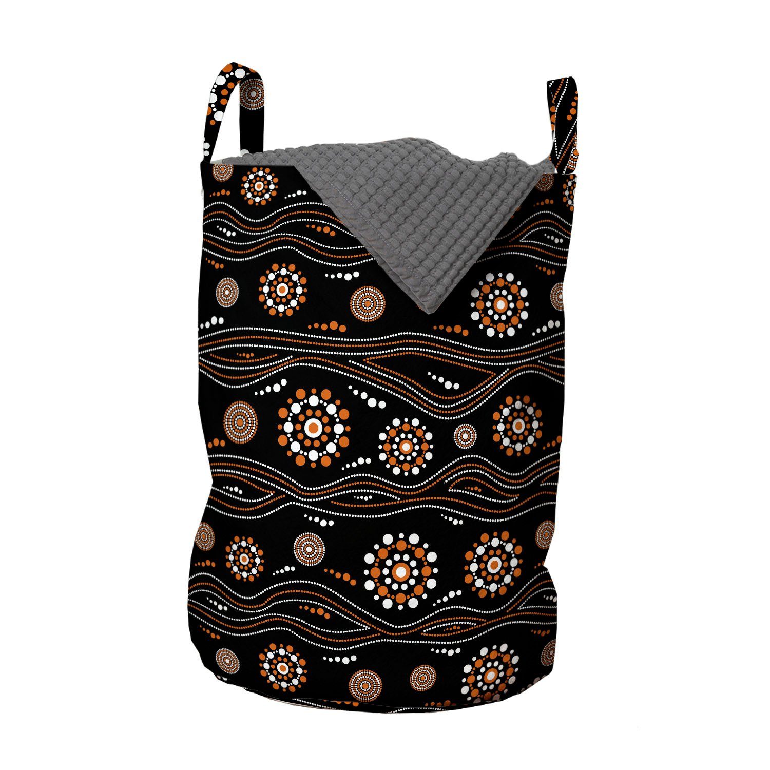 Abakuhaus Wäschesäckchen Wäschekorb mit Griffen Kordelzugverschluss für Waschsalons, Aboriginal Abstrakt Dots und Wellen