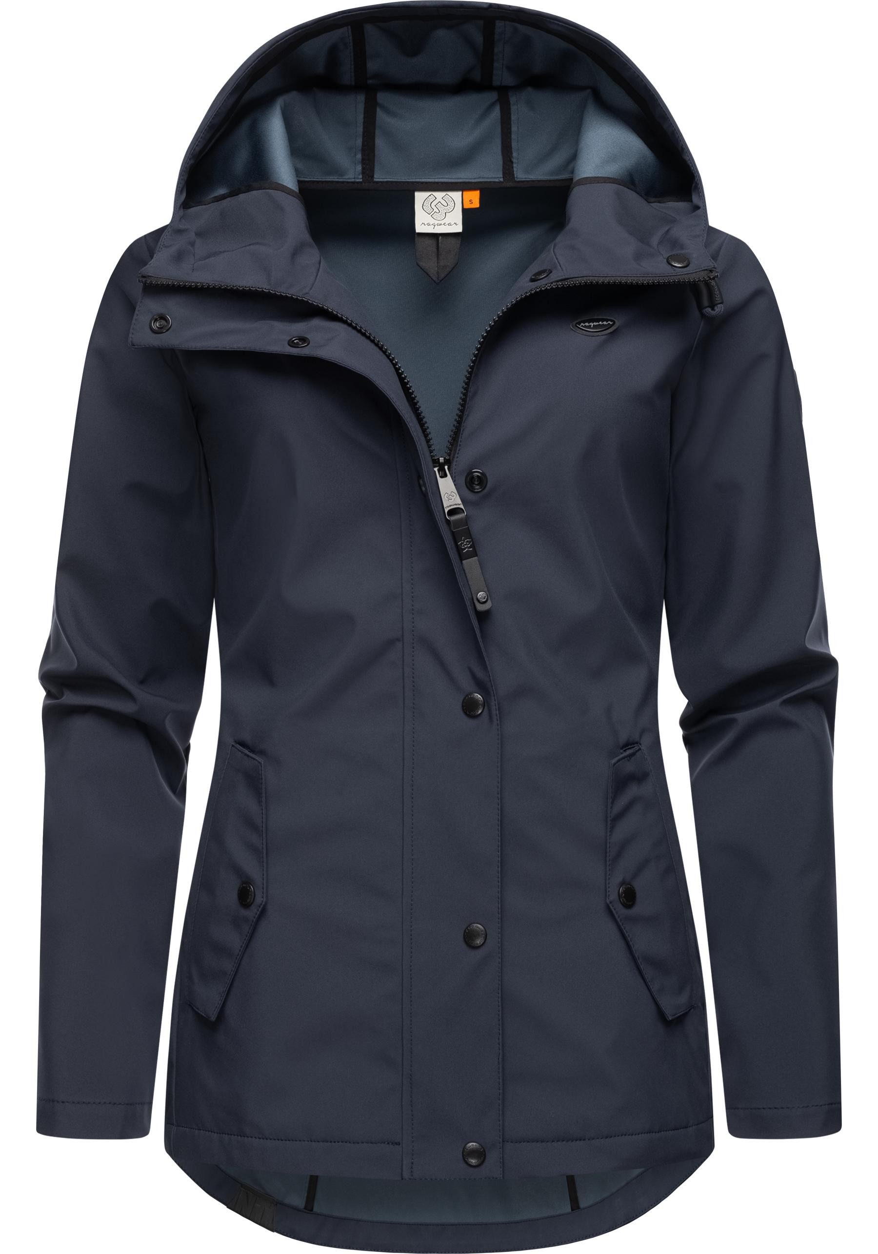 Ragwear Softshelljacke Margge Shell wasserdichte Damen Übergangsjacke mit großer Kapuze