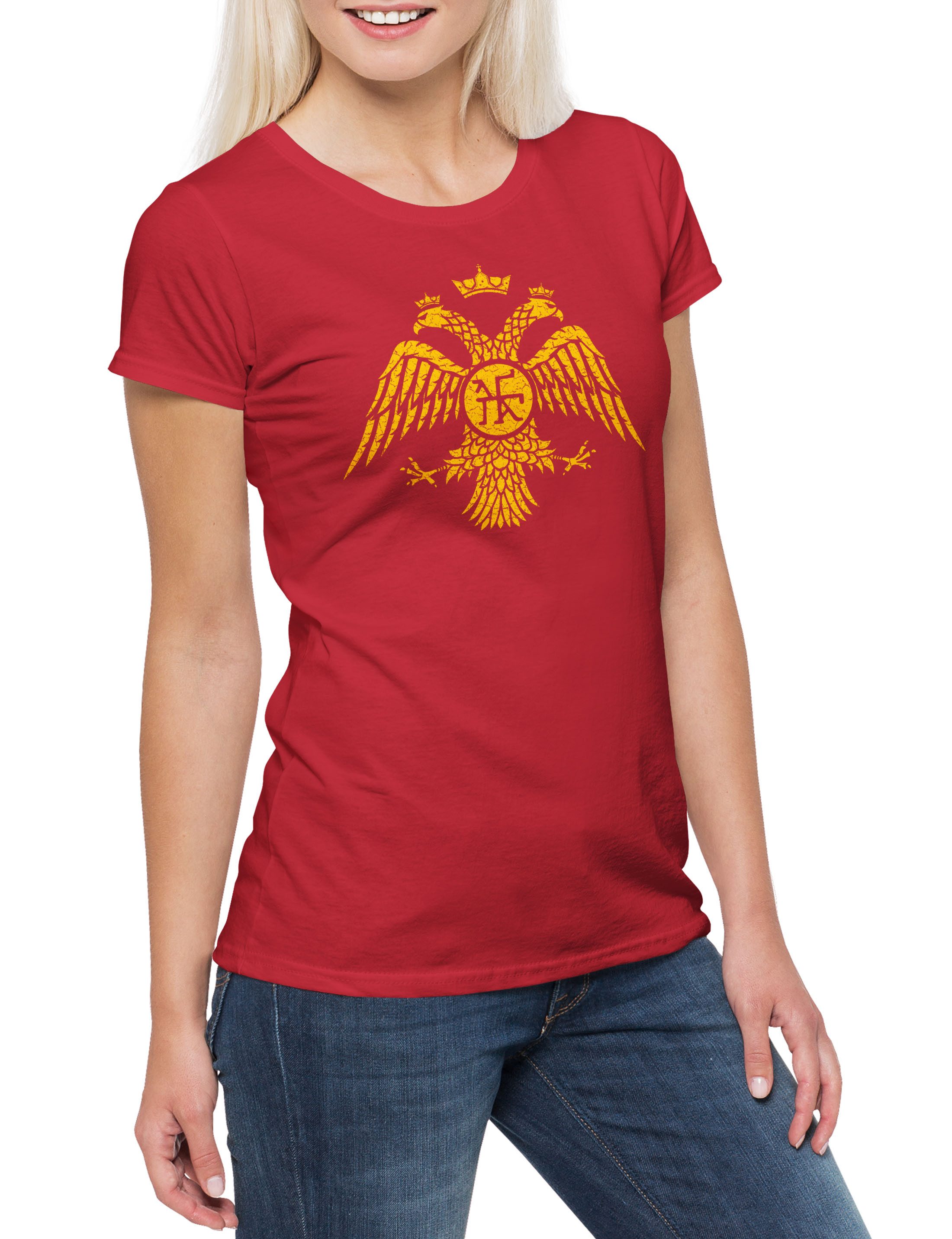 Print-Shirt Byzantium Eagle Flag II Damen T-Shirt Rom Rome Roman Legion Römisches