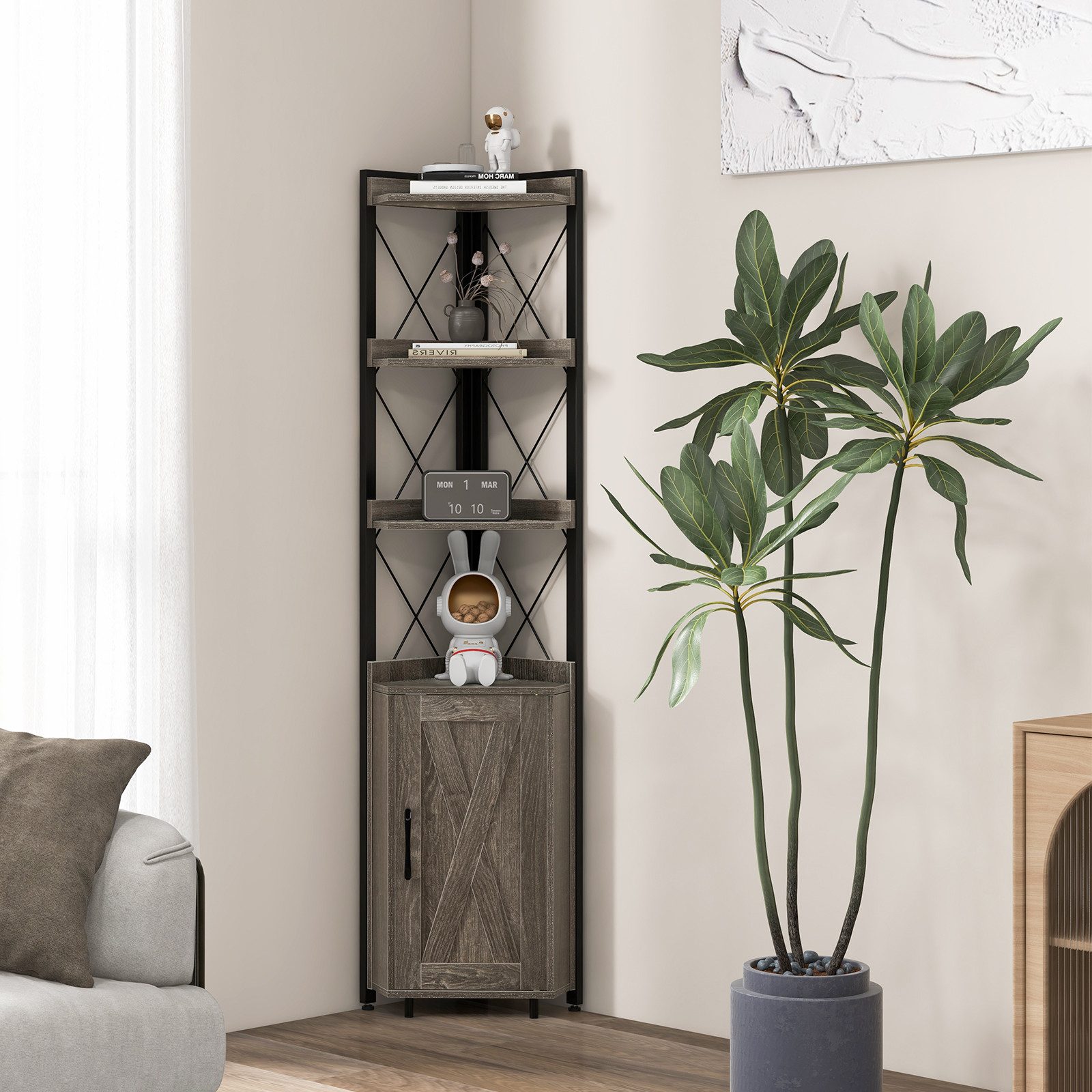 COSTWAY Eckregal, stehend, Hochschrank schmal, mit günstig online kaufen