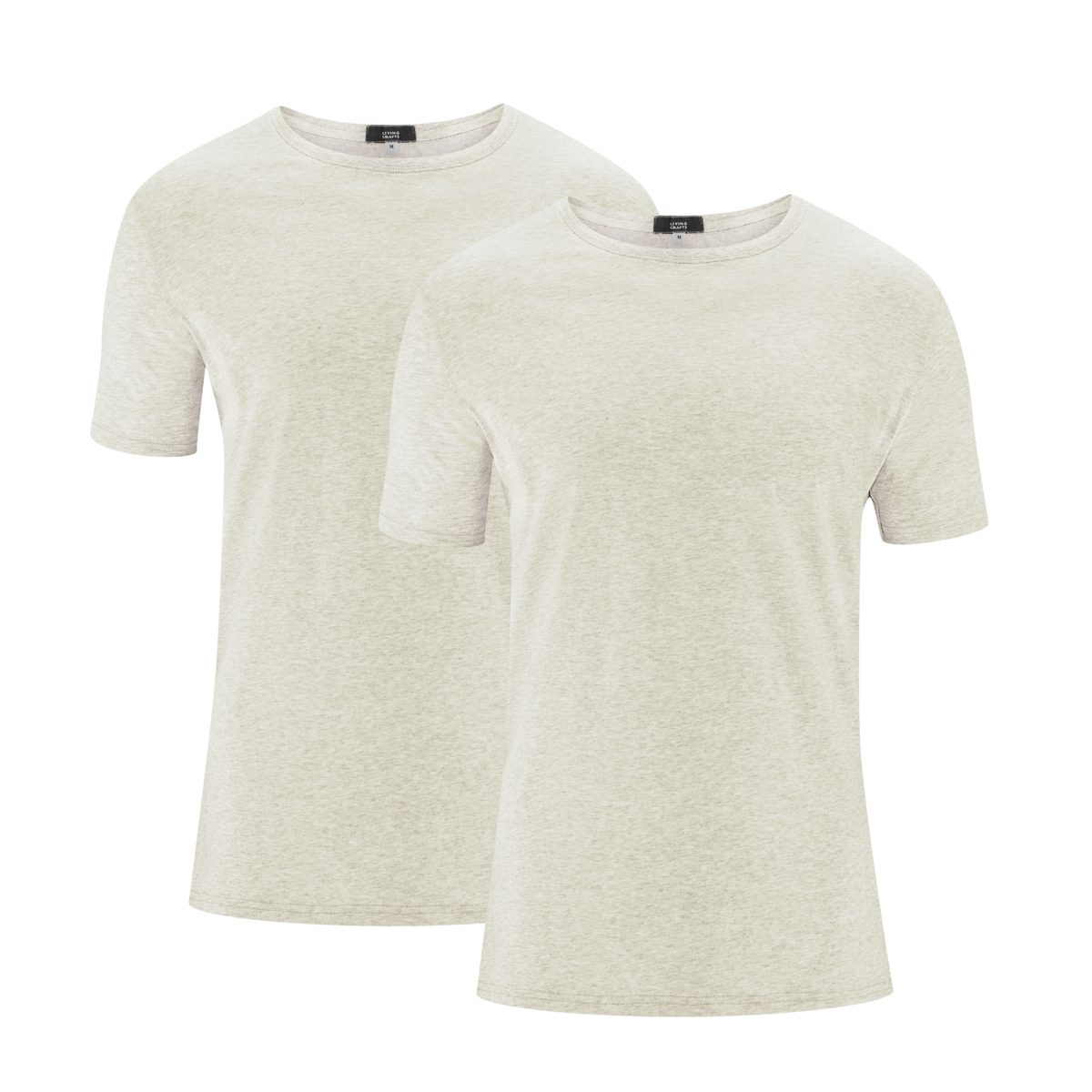Melange T-Shirt LIVING Natural Single aus T-Shirts Hochwertige FABIAN CRAFTS feinem Jersey