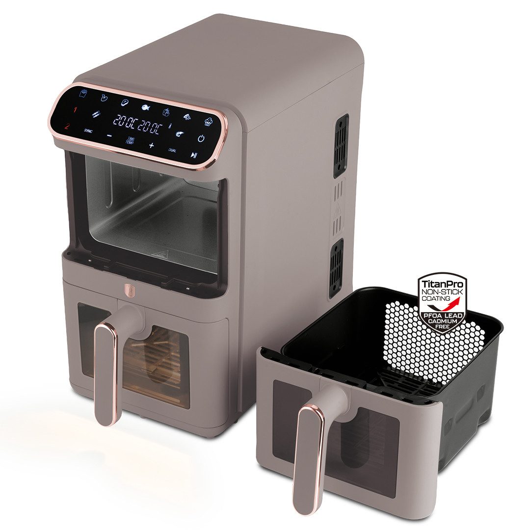 Berlinger Haus Heißluftfritteuse BH 9804, 2460 W, 11 L, XXXL, 2 x 5,5 L, Sichtfenster, 9 Programme, Touchdisplay