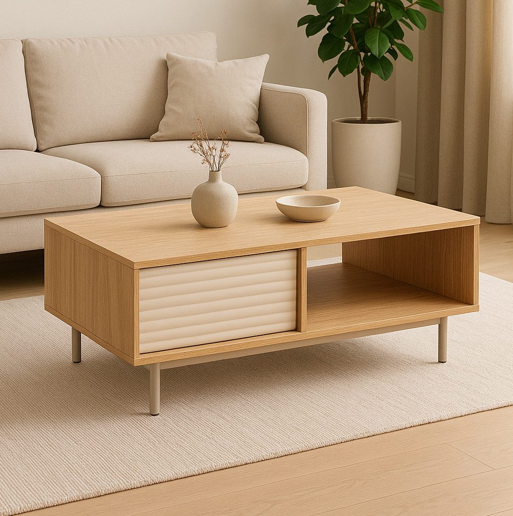 designimpex Couchtisch Design Couchtisch DT-1 Eiche geölt - Cashmere mit Staufach Wohnzimmer, Funktionstisch, Wohnzimmertisch, Tisch, Esstisch, Sofatisch, Schublade