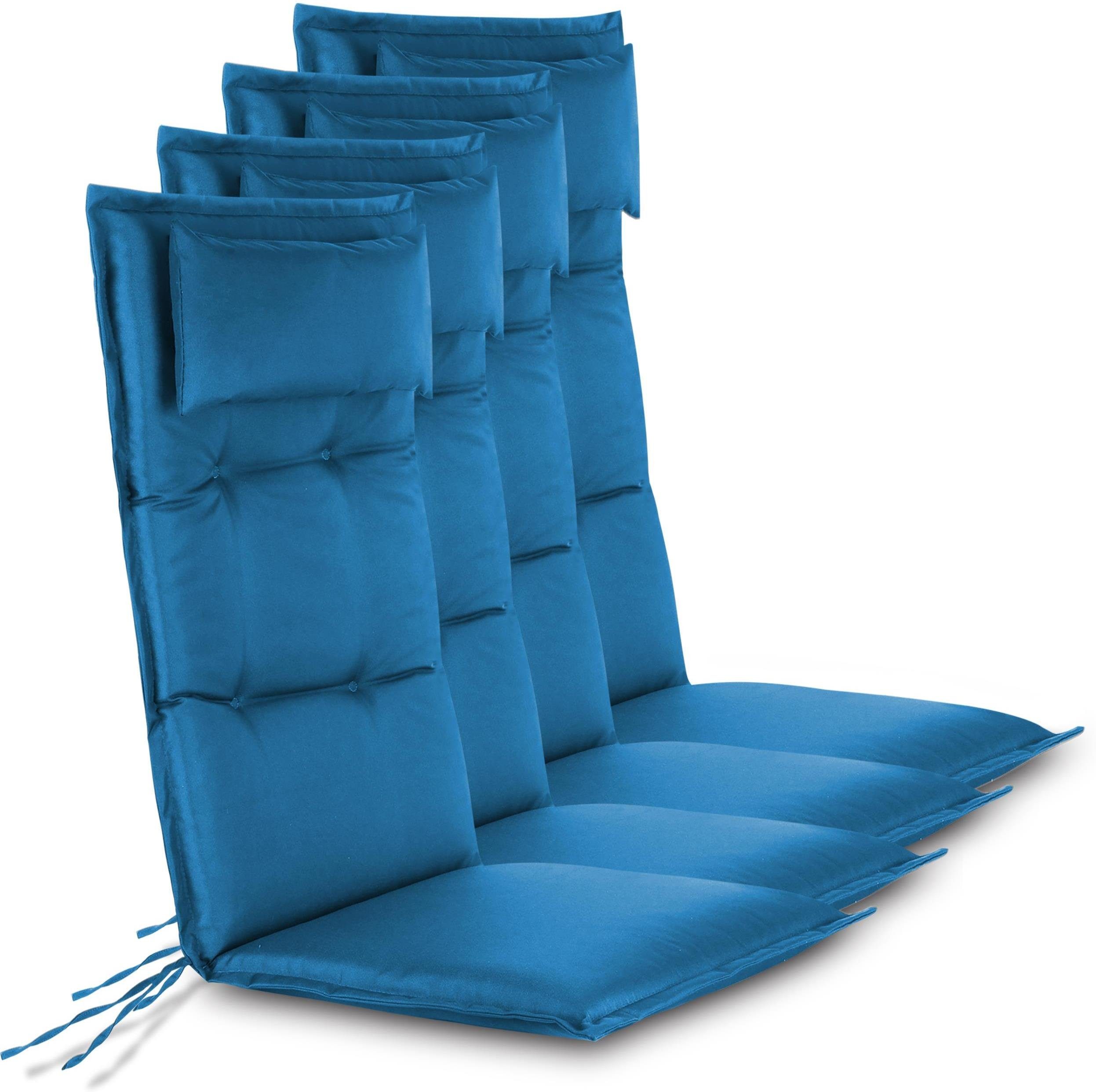 Aspero Hochlehnerauflage 4 Hochlehner Stuhlauflagen Sitzpolster, (Set), Wasserdicht