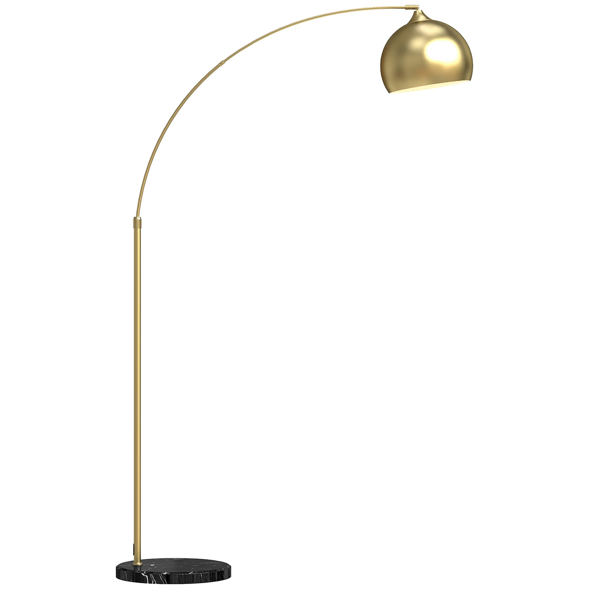 HOMCOM Stehlampe Stehleuchte höhenverstellbar, schwenkbar Bogenlampe, Ein-,Ausschalter, ohne Leuchtmittel, klassische, höhenverstellbare Standlampe
