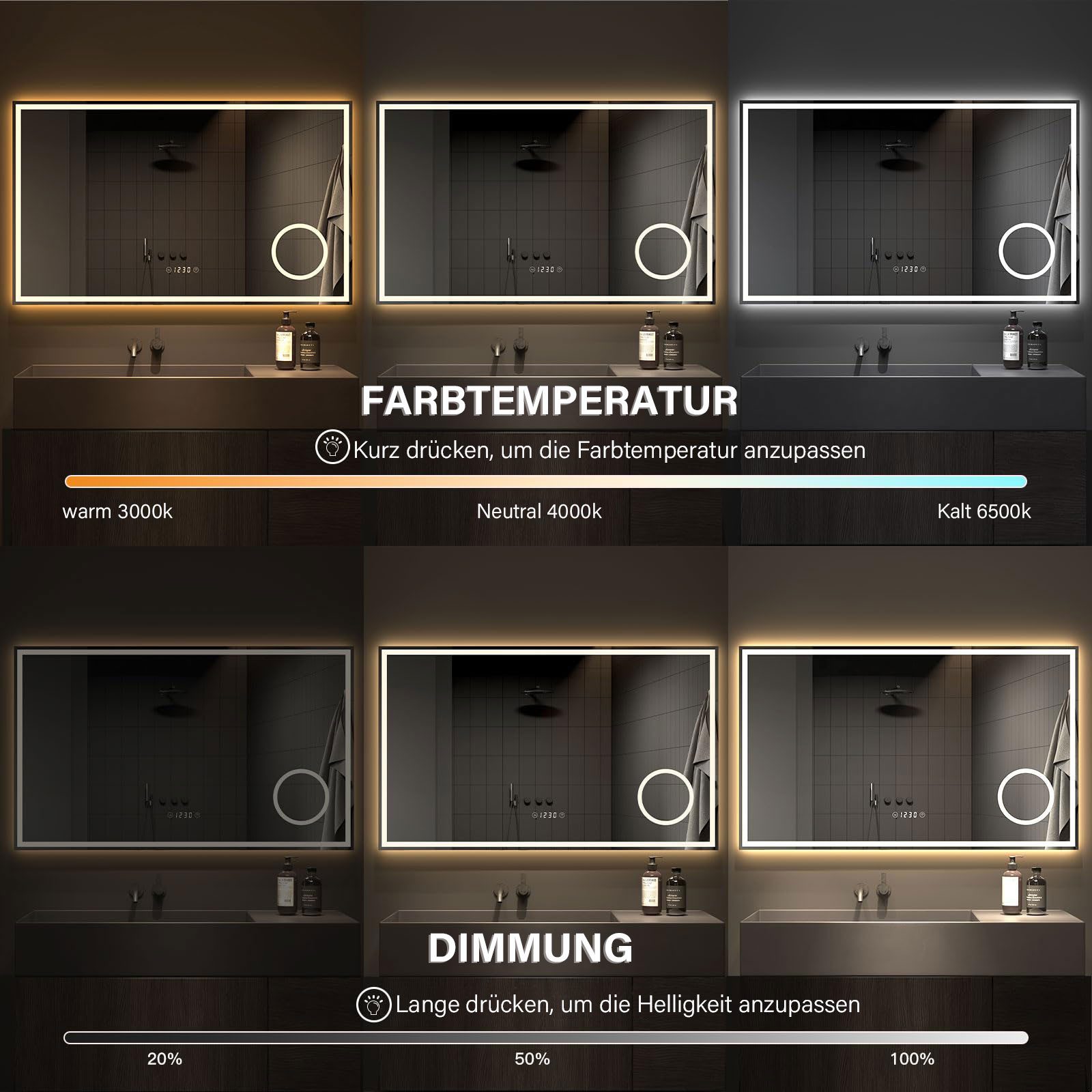 Dripex Badspiegel Led Wandspiegel Badezimmerspiegel fürs Wohnzimmer, Salon, günstig online kaufen