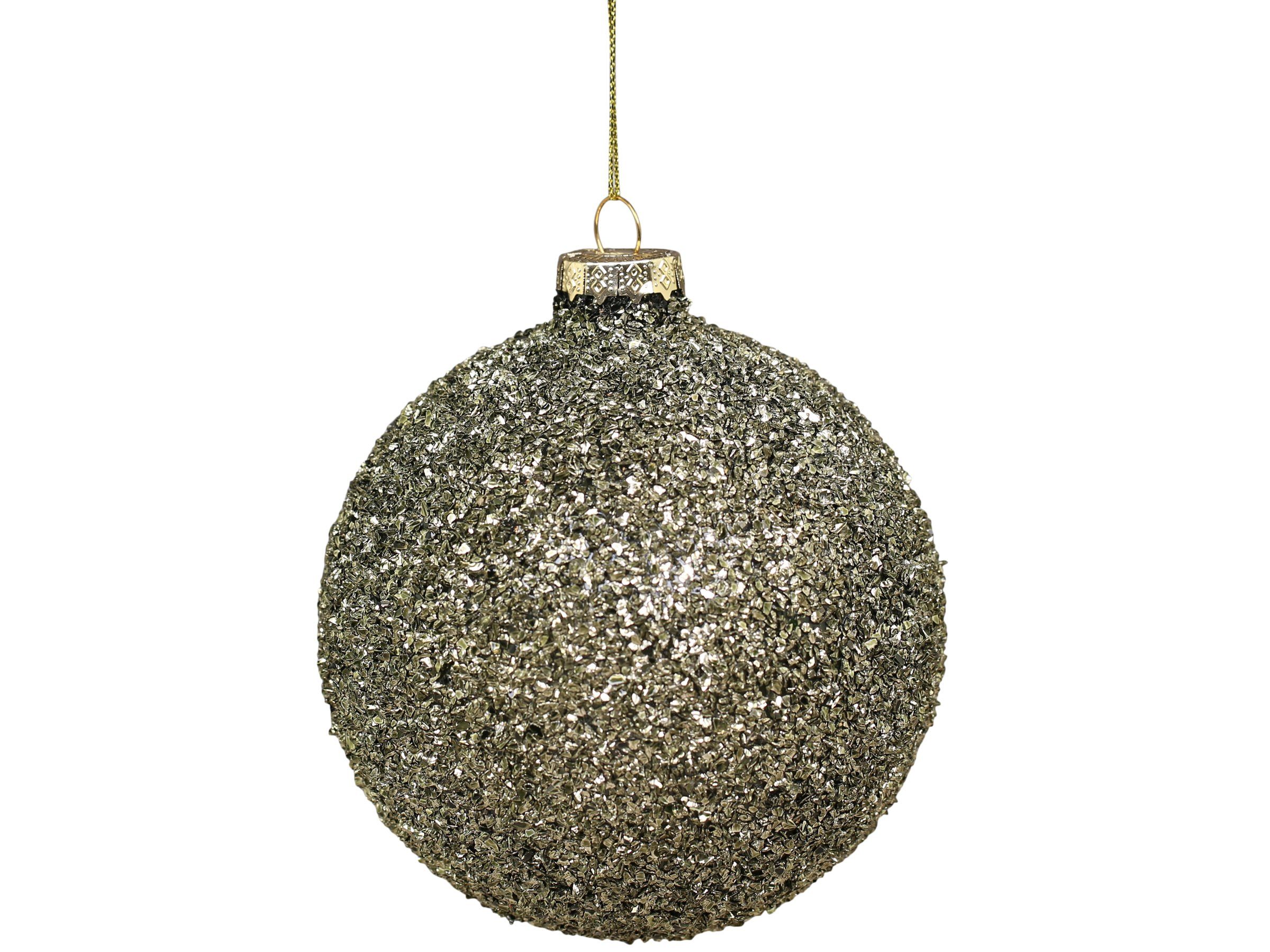 Chic Antique Christbaumschmuck Weihnachtsschmuck Weihnachtskugel Glitzer Champagner 8cm Chic Antique