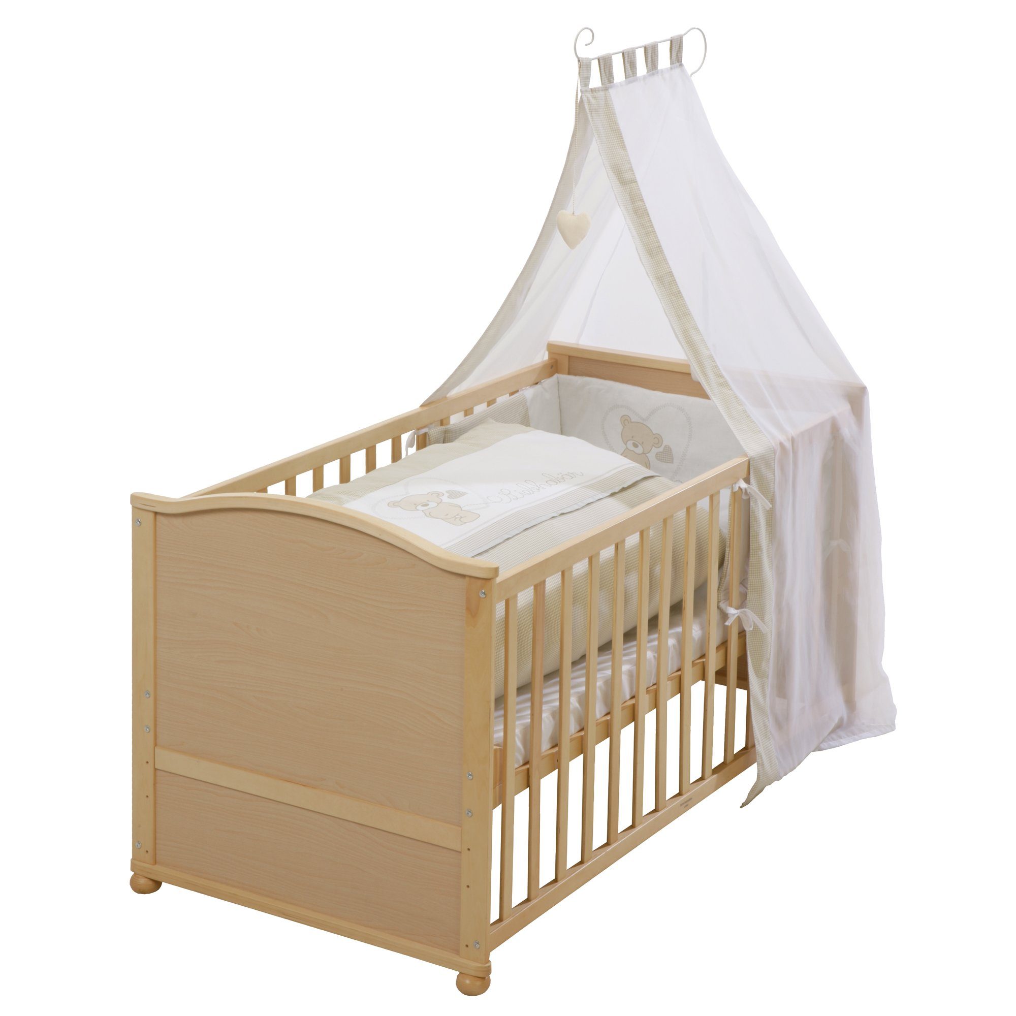 roba® Babybett Komplettbettset, Gitterbett, umbaubar, inkl. Textilausstattung