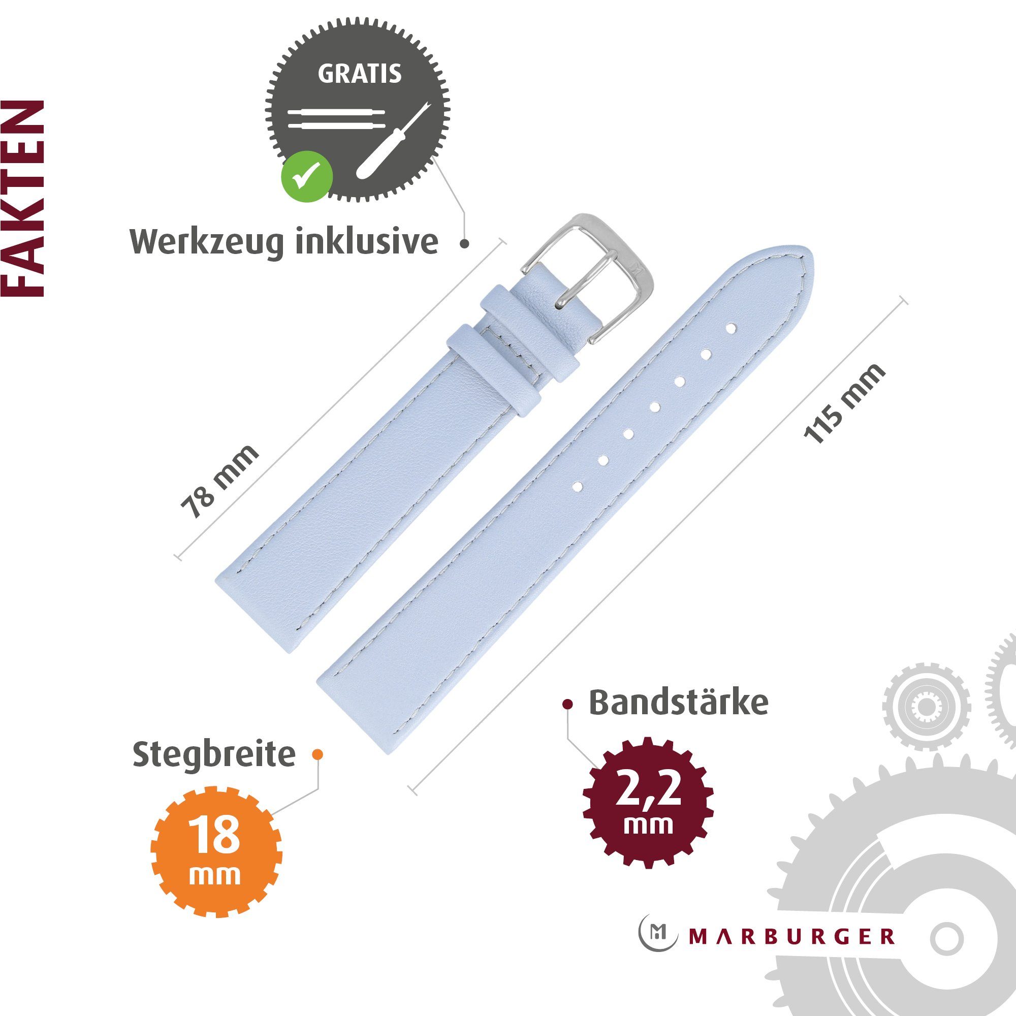 MARBURGER Uhrenarmband 18mm Leder günstig online kaufen