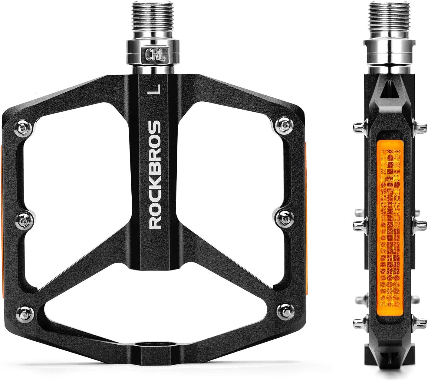 ROCKBROS Fahrradpedale mit Reflektoren Platform Pedale aus Aluminiumlegierung (Rennrad, BMX, E-Bike, 1-tlg., Antirutsch Ultraleicht 9/16 Zoll Fahrrad Pedale für MTB)