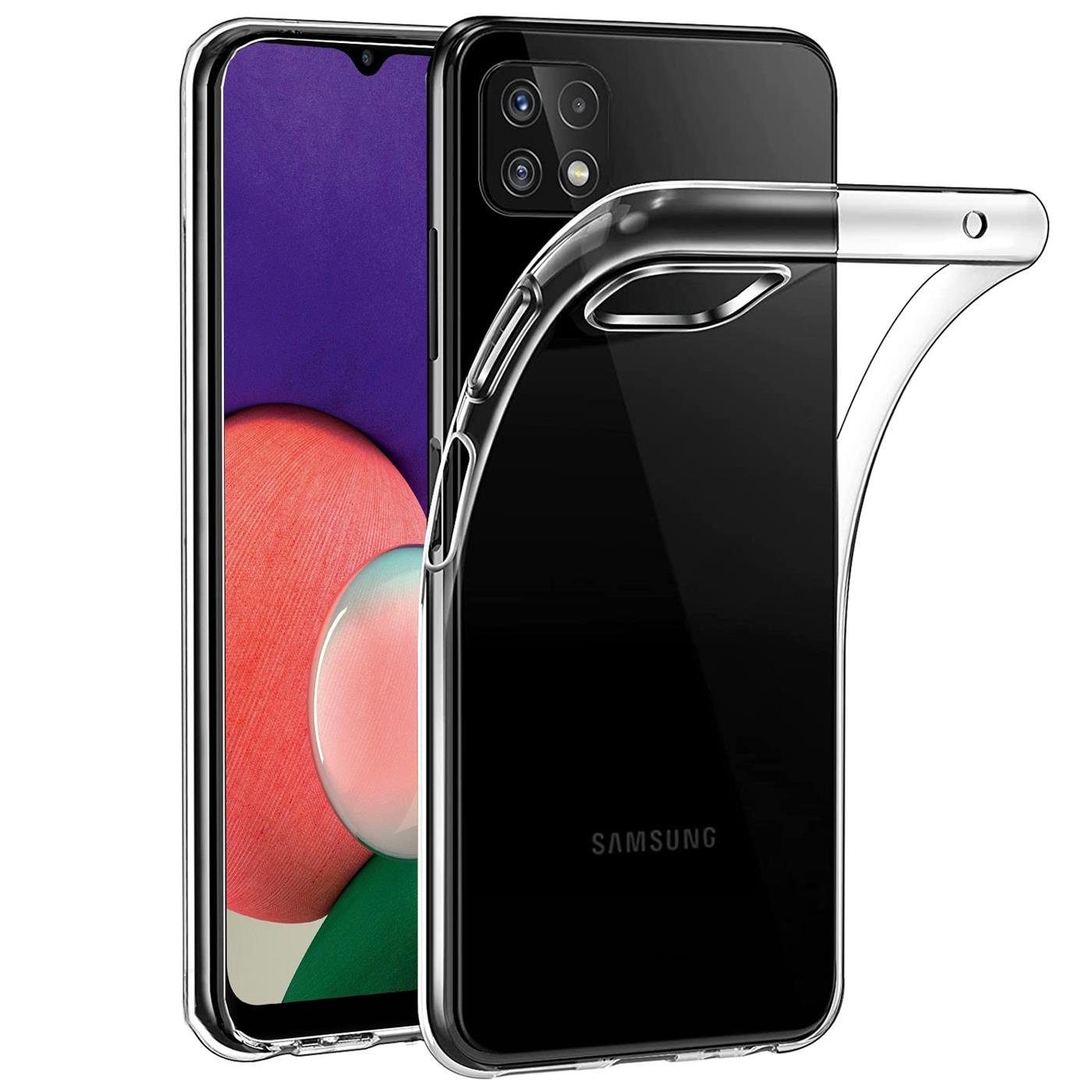 CoolGadget Handyhülle Silikon Handy Hülle Slim für Samsung Galaxy A22 5G 6,6 Zoll, dünne TPU Schutzhülle Case in transparent / durchsichtig