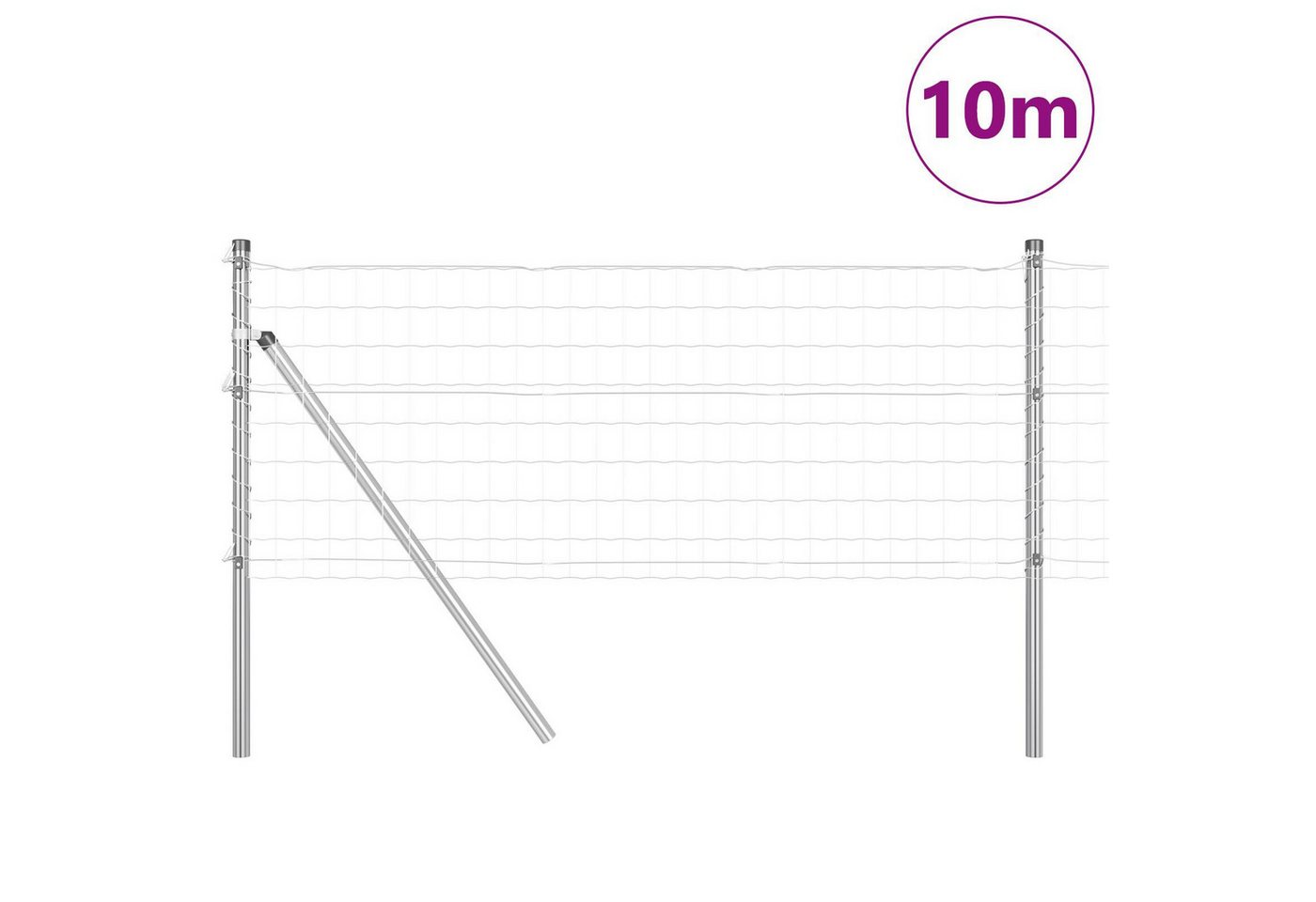 Thumbnail - vidaXL Gartenzaun Eurozaun mit 7 Pfosten 0.6x10 m Feuerverzinkter Stahl, (2-St)