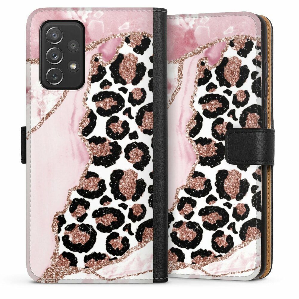 DeinDesign Handyhülle Leopard Glitzer Look Marmor Patterns and Textures Smooth Pink, Samsung Galaxy A72 Hülle Handy Flip Case Wallet Cover