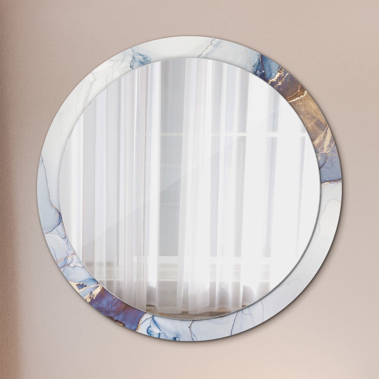 Modernem Rund: Wandspiegel Rundspiegel Runder mit mit Aufdruck Abstrakt Ø100cm, Deko Tulup Runder Aufdruck Spiegel Art Modernem Spiegel