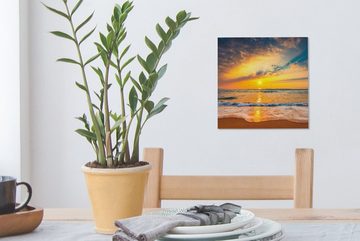 OneMillionCanvasses® Leinwandbild Sonnenuntergang - Strand - Meer - Wolken - Orange, (1 St), Leinwand Bilder für Wohnzimmer Schlafzimmer