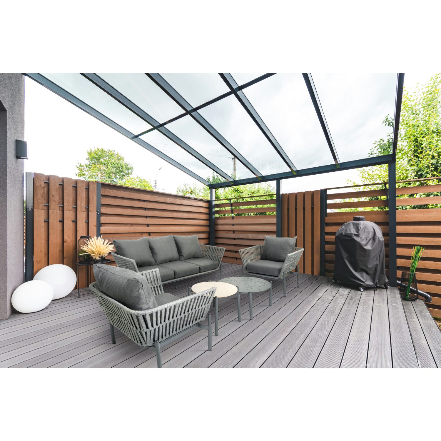 Campo Limon Gartenlounge-Set "Inca", (Set besteht aus 3-Sitzer Sofa, 2 Sesseln, 2 Tischen und Sitzpolstern), bestehend aus 3-Sitzer Sofa, 2 Sesseln, 2 Tischen und Sitzpolstern