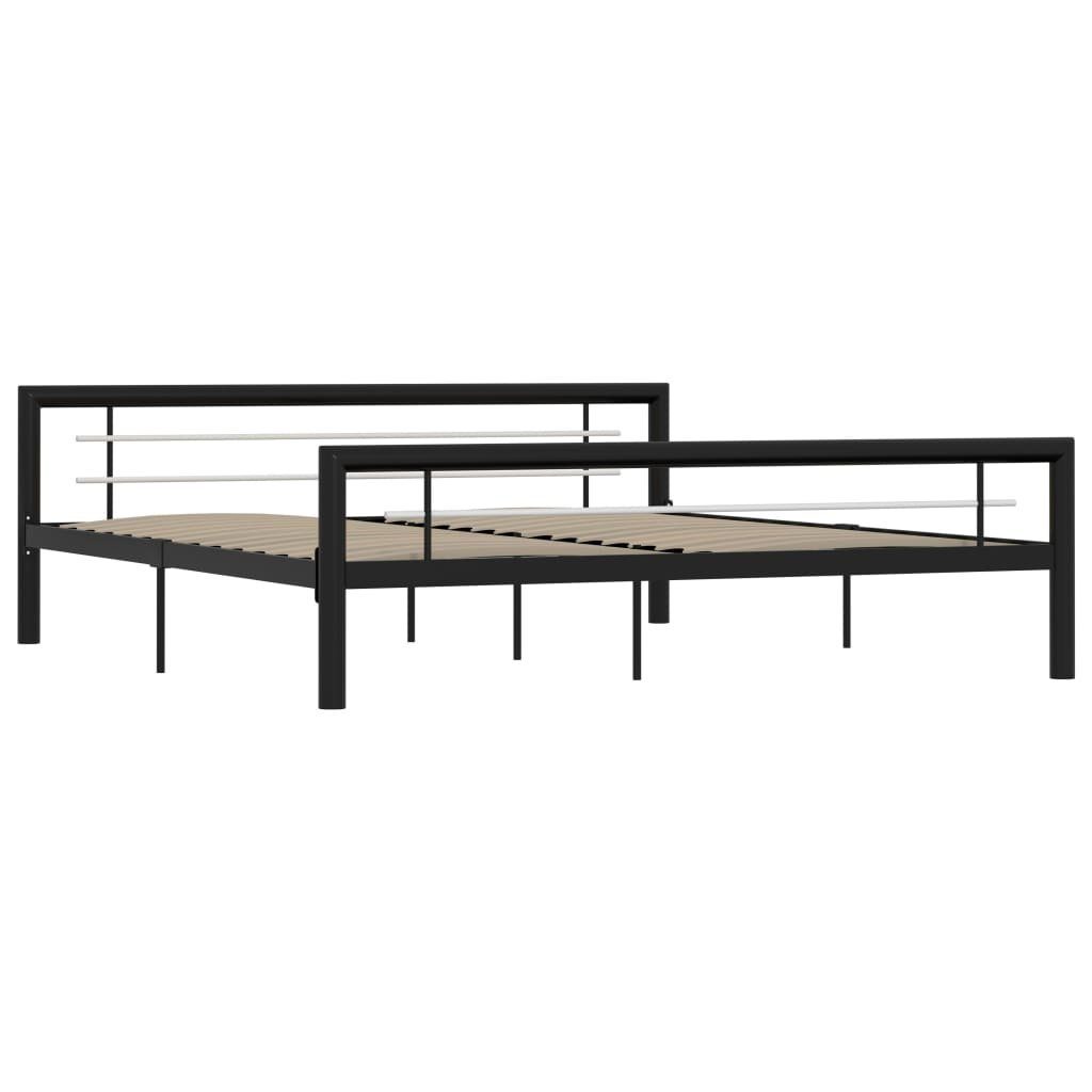 furnicato Bettgestell Schwarz und Weiß Metall 180x200 cm (1-tlg)