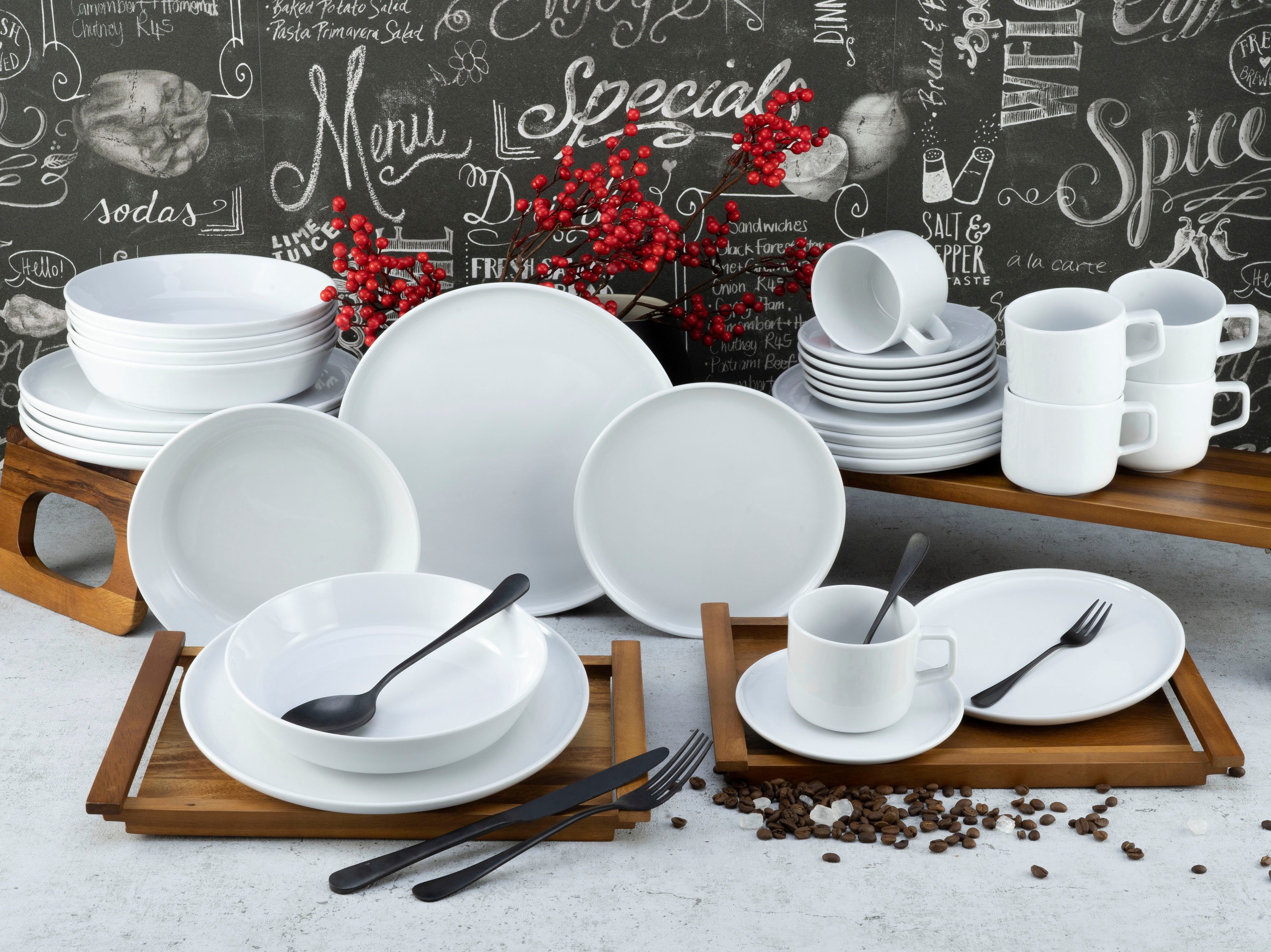 CreaTable Kombiservice Chef Collection (30-tlg), 6 Personen, Porzellan, Made in Europe