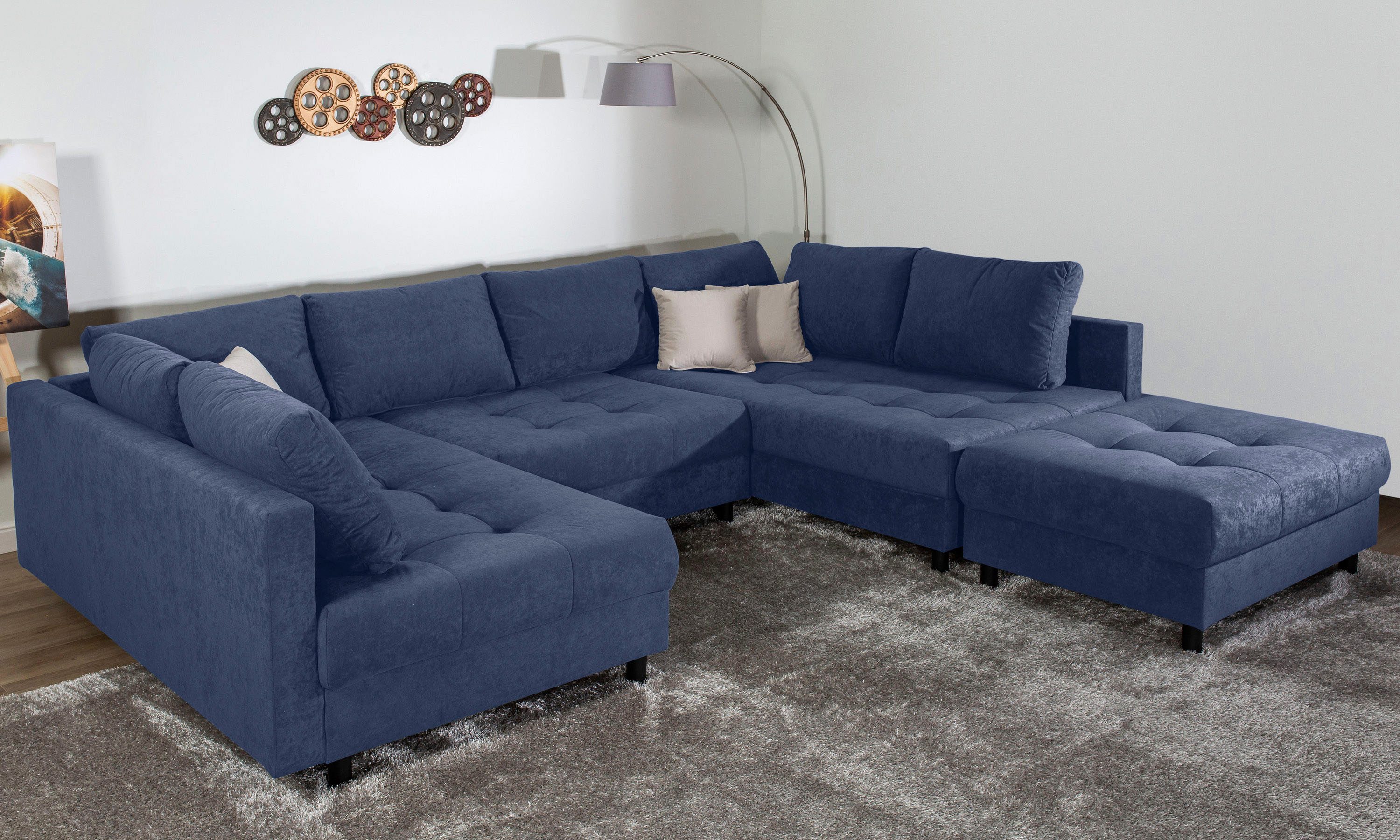 COLLECTION AB Wohnlandschaft Toni U-Form, B: 298 cm, mit Hocker & 3 Zierkis günstig online kaufen