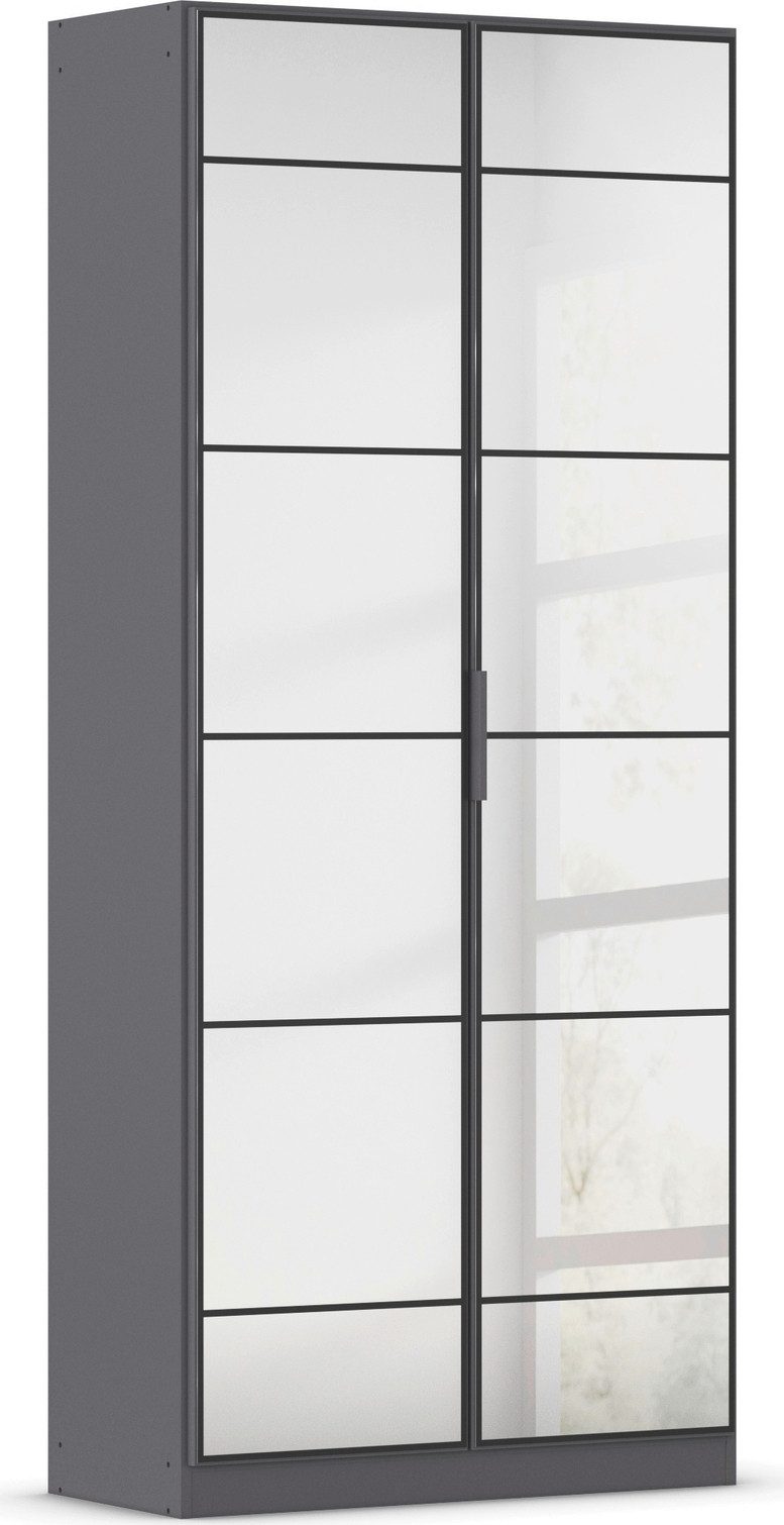 rauch Drehtürenschrank Kleiderschrank Schrank Garderobe Schlafzimmerschrank ACERO (praktisch in Tiefe 41 cm mit vielen Einlegeböden) Spiegelfront in moderner Loft-Optik MADE IN GERMANY