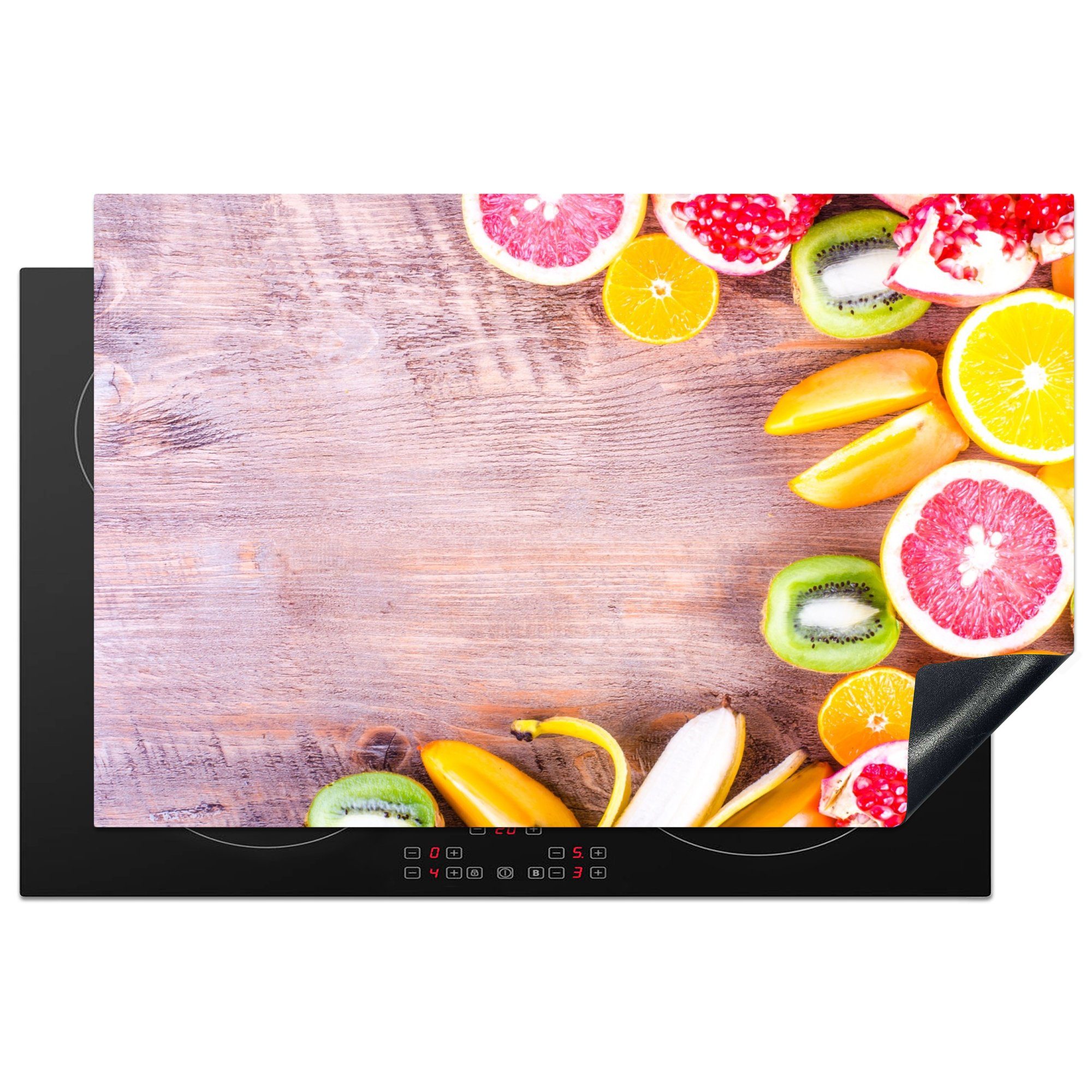 MuchoWow Herdblende-/Abdeckplatte Obst - Zitrusfrüchte - Küche - Sommer, Vinyl, (1 tlg), 81x52 cm, Induktionskochfeld Schutz für die küche, Ceranfeldabdeckung