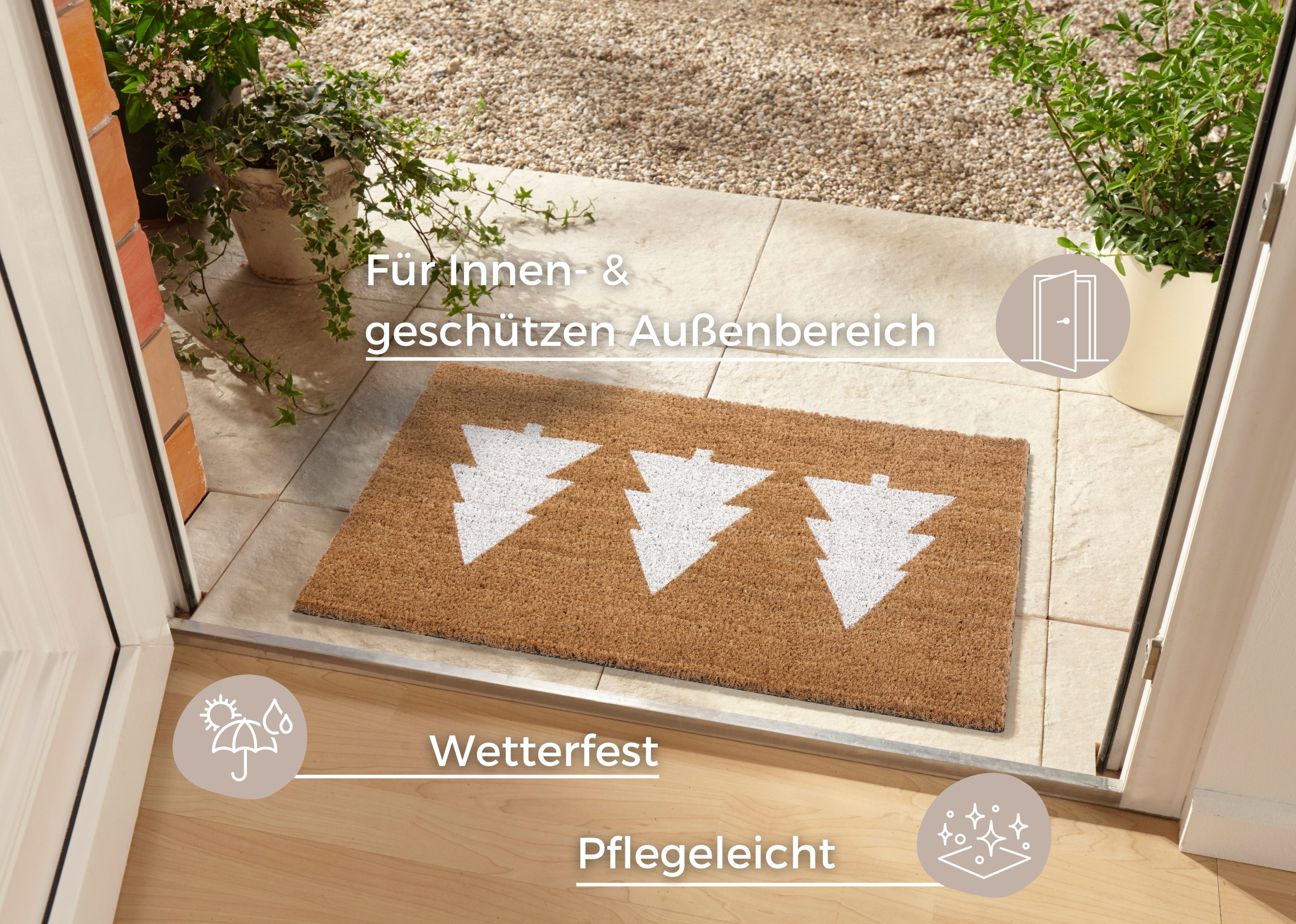 HANSE Home Fußmatte Mix Mats Kokos Pine Trees, Türmatte, rechteckig, Höhe: 15 mm, Weihnachten, Schmutzfangmatte, Outdoor, Rutschfest, Innen, Kokosmatte – Bild 2 von 5