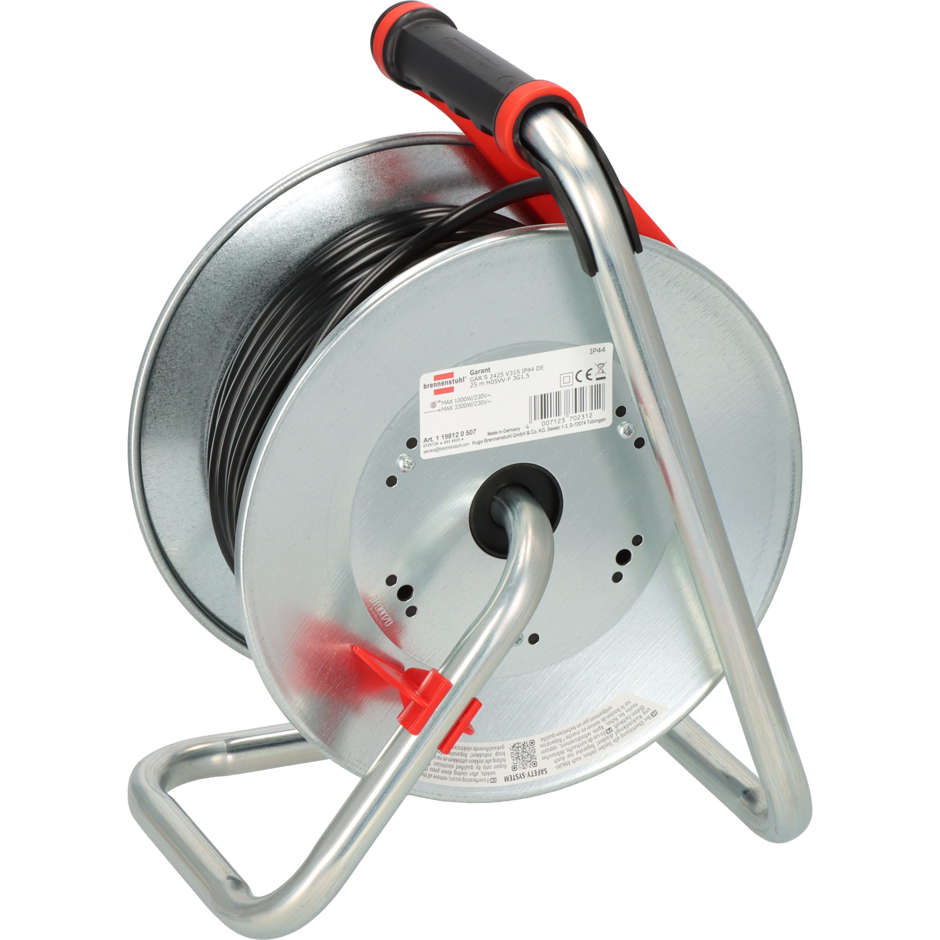 Brennenstuhl Garant S V2 IP44 Kabeltrommel 25m outdoor, Made in Germany Kabeltrommel 3-fach (Kabellänge 25 m)