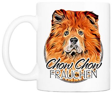 Cadouri Tasse CHOW CHOW FRAUCHEN - Kaffeetasse für Hundefreunde, Keramik, mit Hunderasse, beidseitig bedruckt, handgefertigt, Geschenk, 330 ml