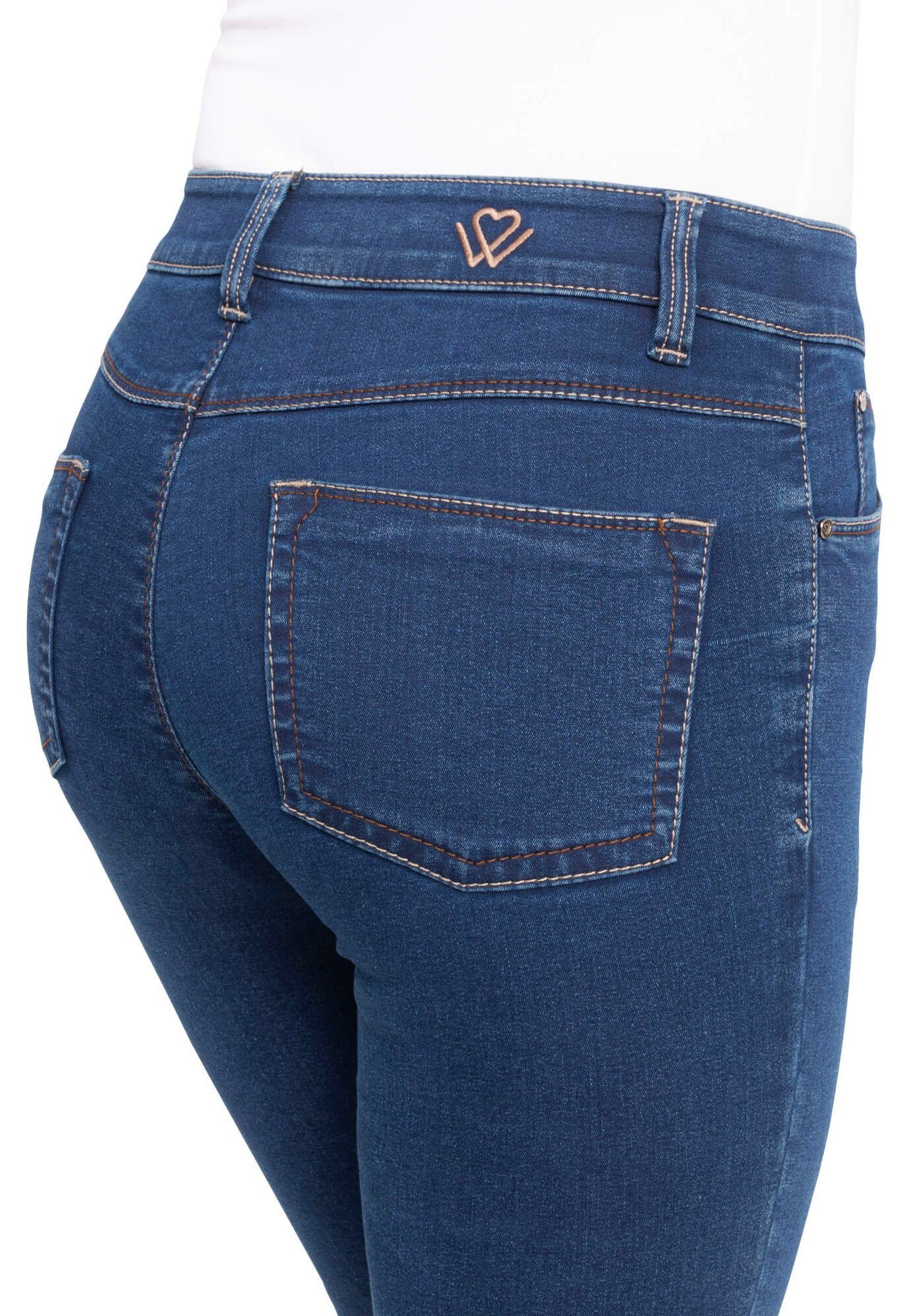 Schnitt Klassischer stone washed gerader Classic-Slim Slim-fit-Jeans blue wonderjeans