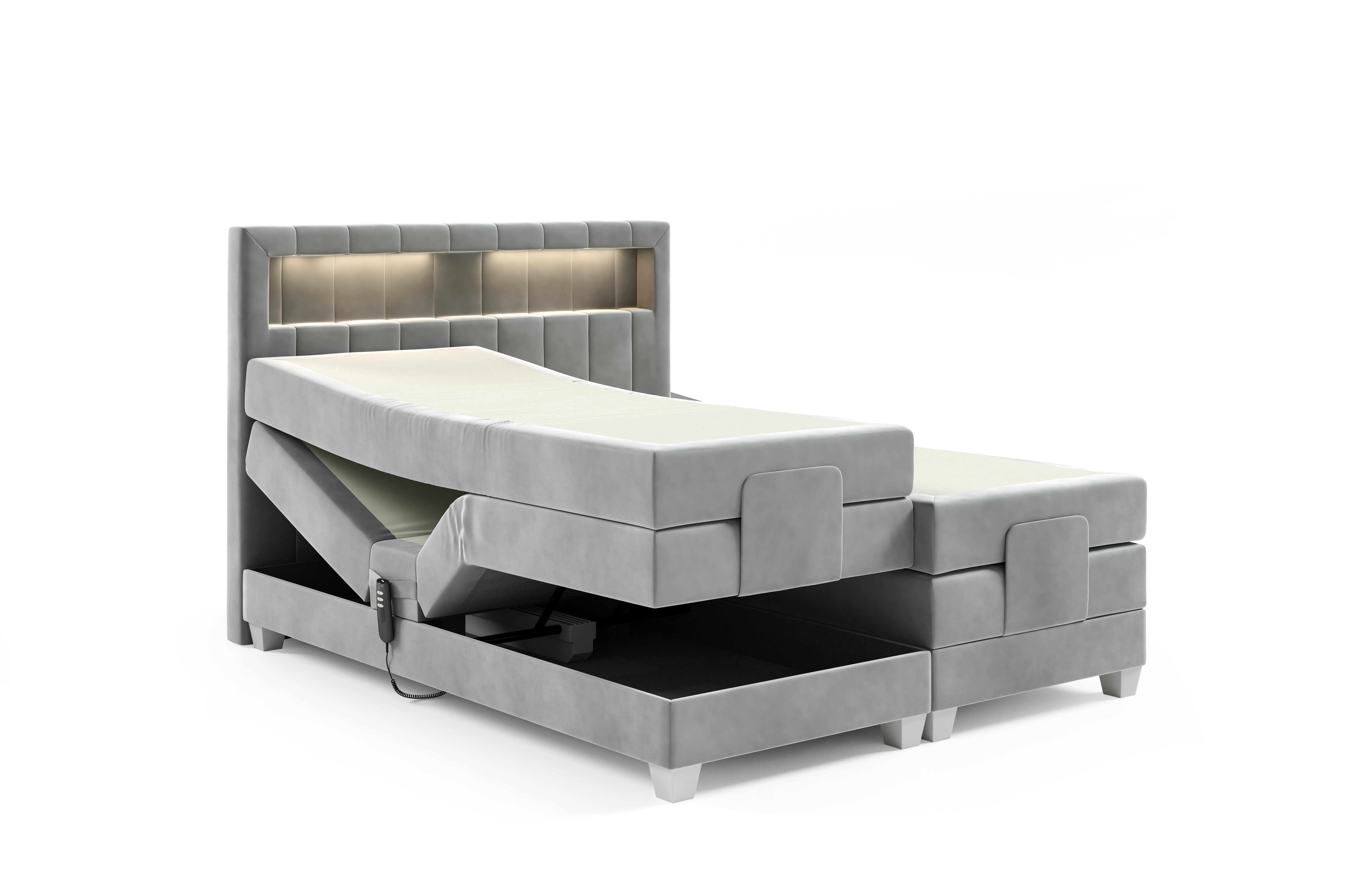 DB-Möbel Boxspringbett Schlafzimmerbett CAVIDOS Elektrisch in Stoff Fresh (inkl. Topper), Matratzen elektrisch verstellbar)