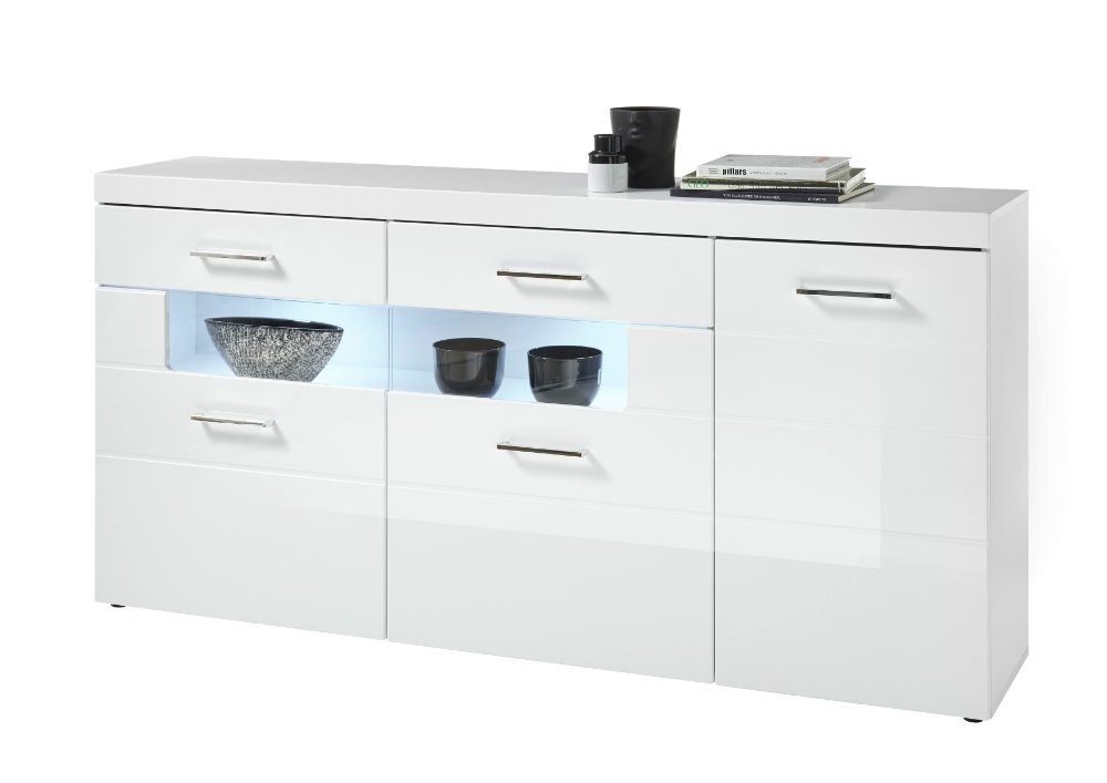 moebel-dich-auf Wohnwand LUGANO, (Vitrine + Wandboard günstig online kaufen