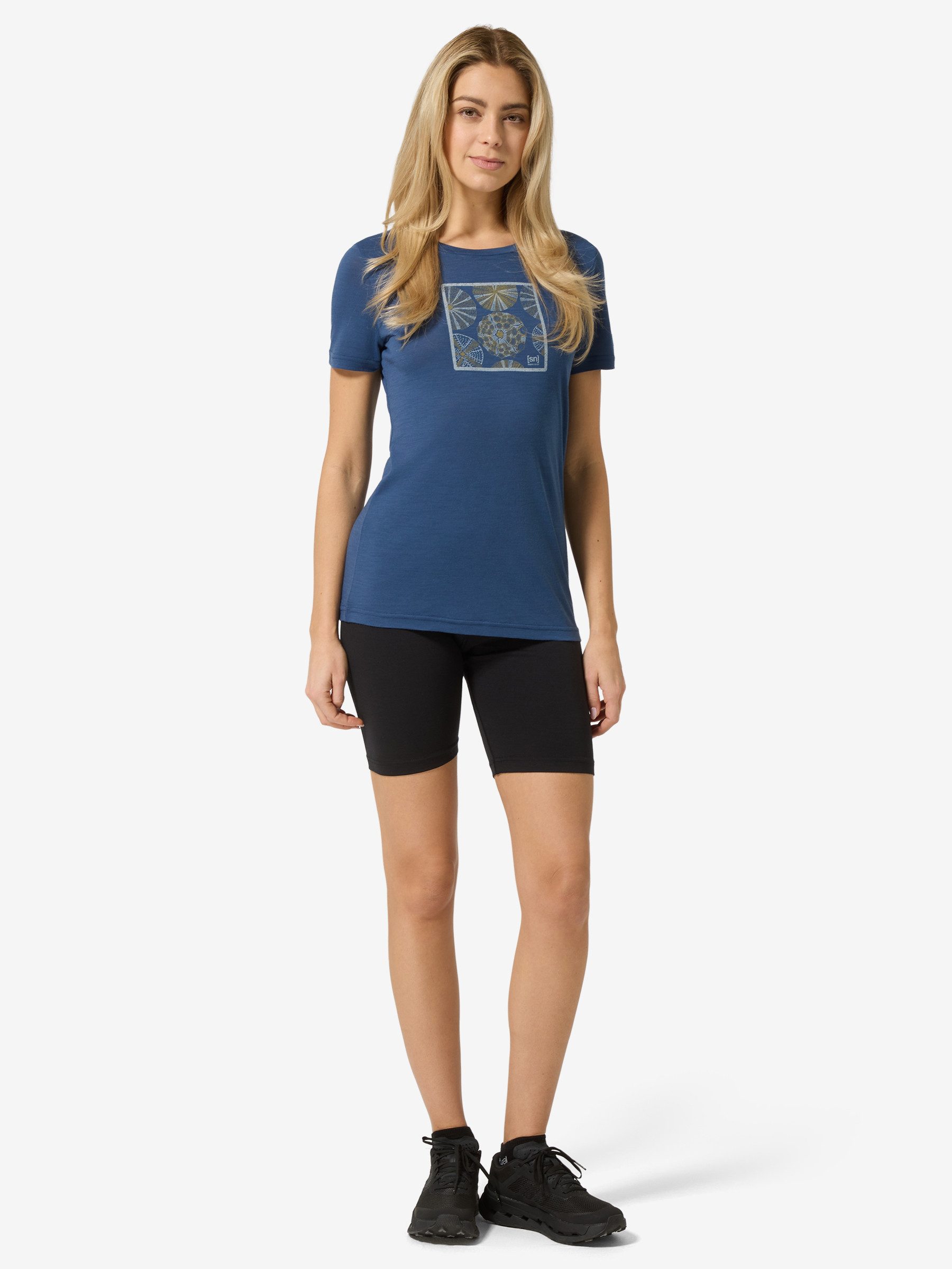 SUPER.NATURAL T-Shirt für Damen,Merino W SEA URCHIN TEE mit Tier-Motiv, atmungsaktiv