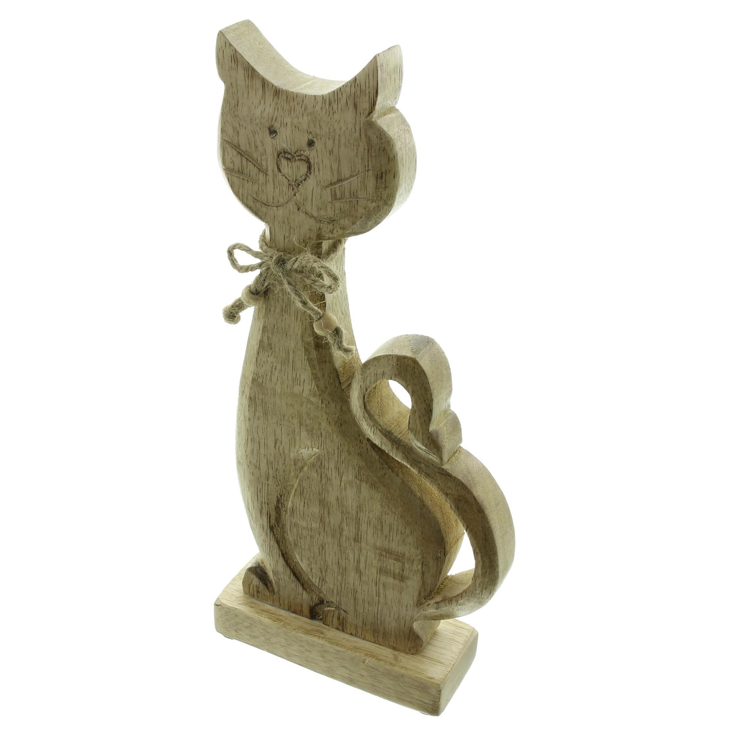 Dekofigur Dekofigur Katze" aus Mango Holz, 30 cm hoch, sitzend, Tierfigur"