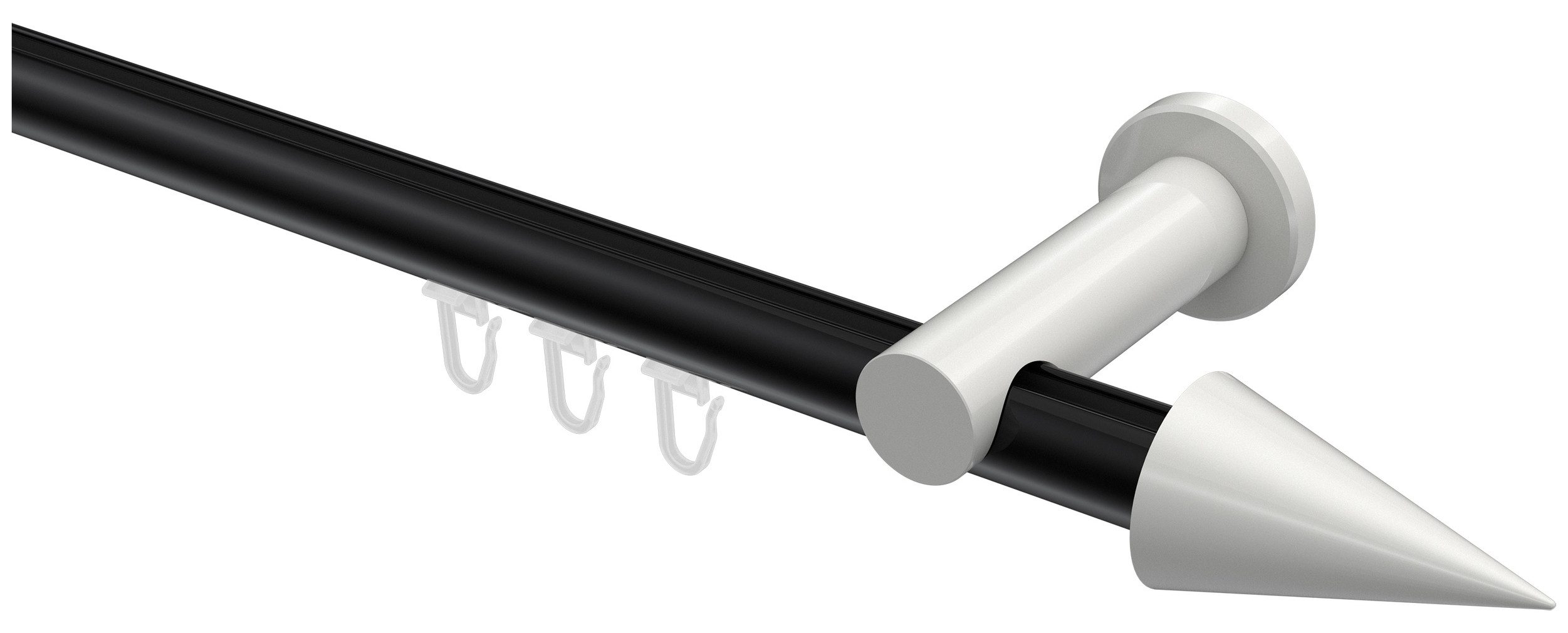 INTERDECO Innenlaufschiene Platon Savio, Ø 20 mm, 1-läufig, Fixmaß, kürzbar, Wandmontage, Aluminium, Schwarz / Weiß / Bicolor