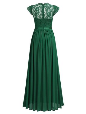 B.X Abendkleid A-Linien-Kleid festlich V-Ausschnitt Cocktailkleid Lange Chiffon Damen Ballkleid Maxi Lang Abendkleider Elegant für Hochzeit Spitzen