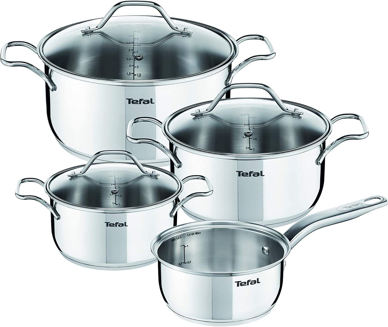 Tefal Topf-Set Tefal A702A8 Intuition Edelstahl Kochtopf-Set 7-Teilig  Induktionsgeeignet Geeignet für alle Herdarten, Edelstahl (7-tlg)