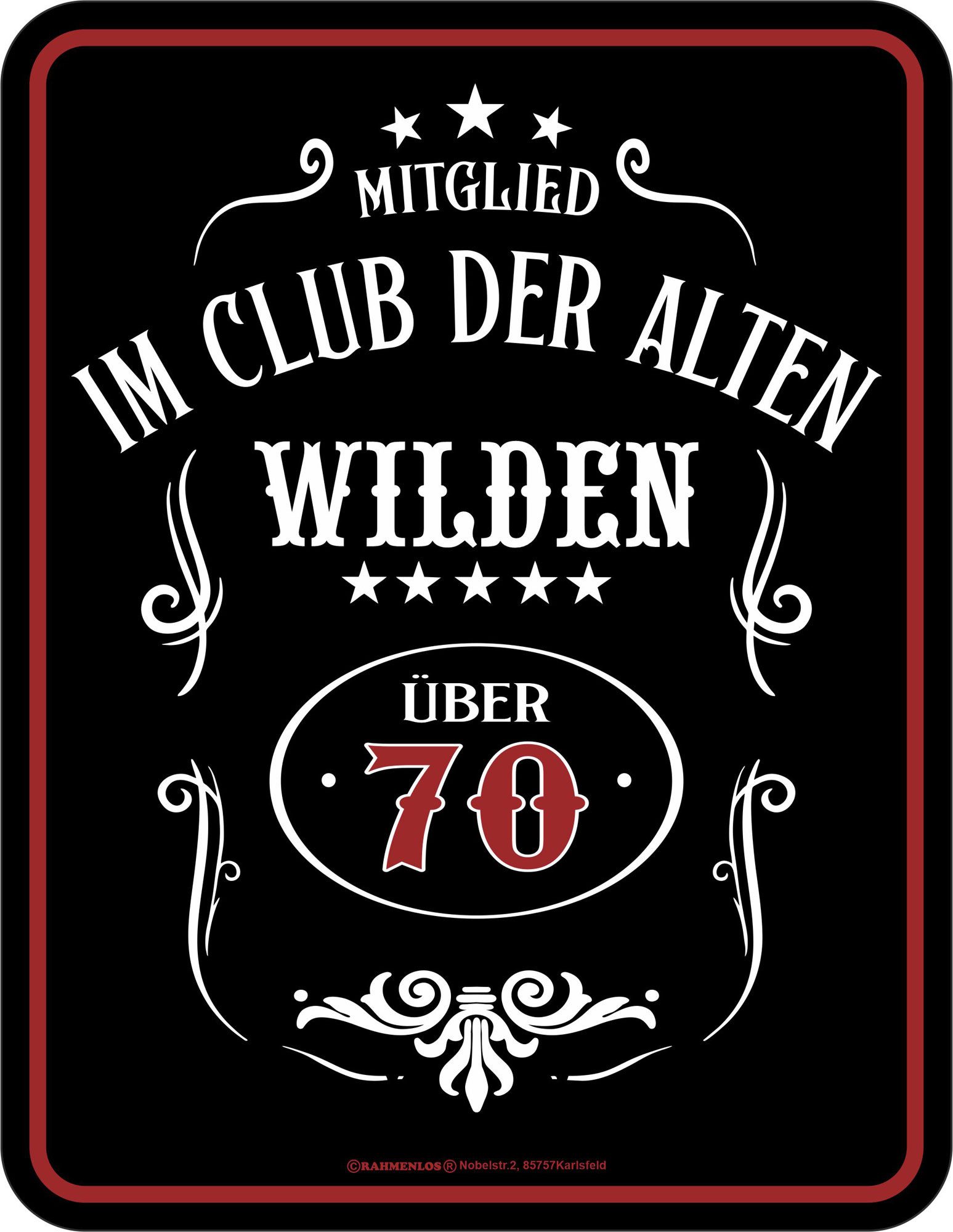 Metallschild 70 Jahre - Fun-Schilder - alte Wilde