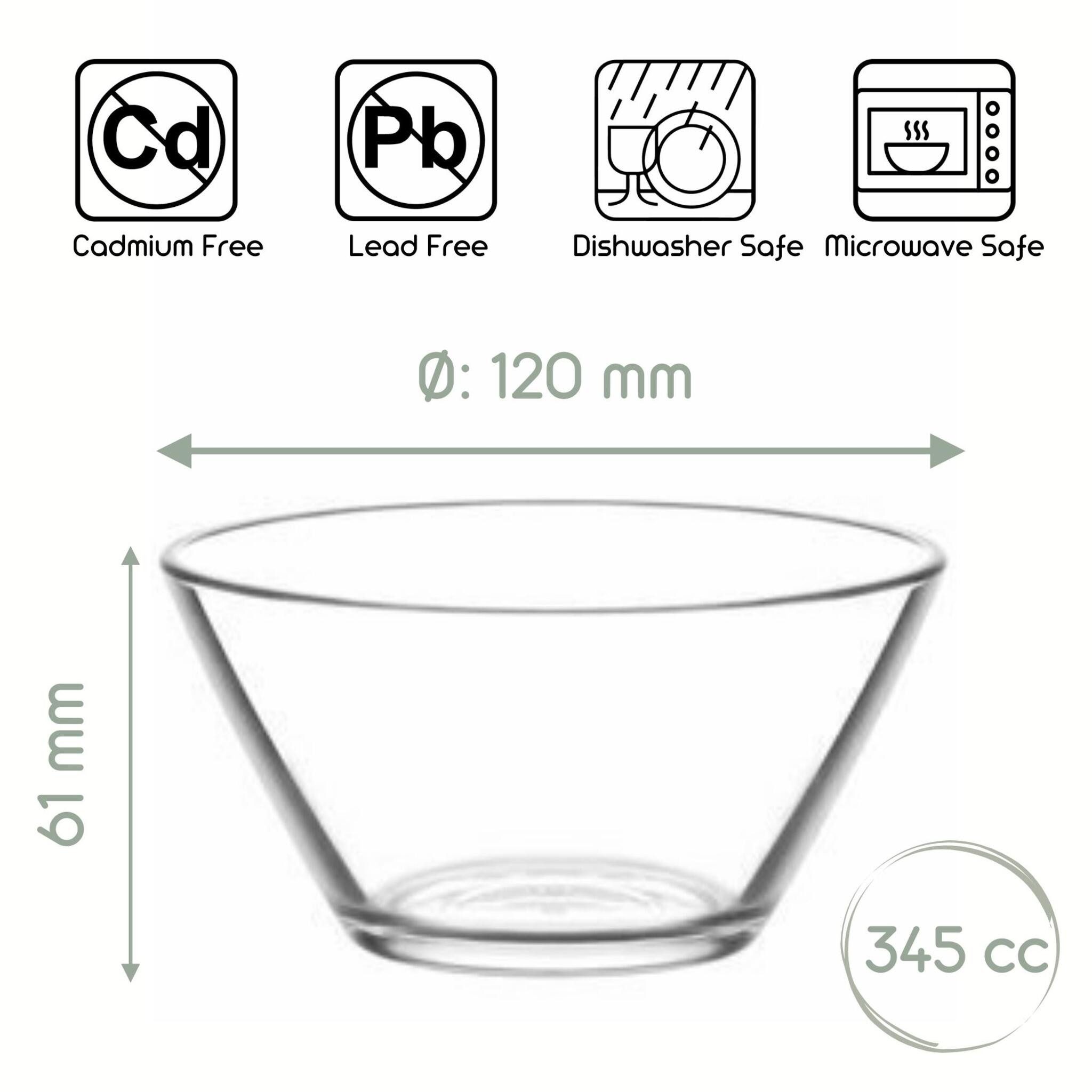 LAV Schale LAV Vega Glasschalen - 345 ml (11 3/4 oz), Glas, (6er-Set, 6-tlg), Schlichte Form, ideal für Desserts, Snacks, Dips